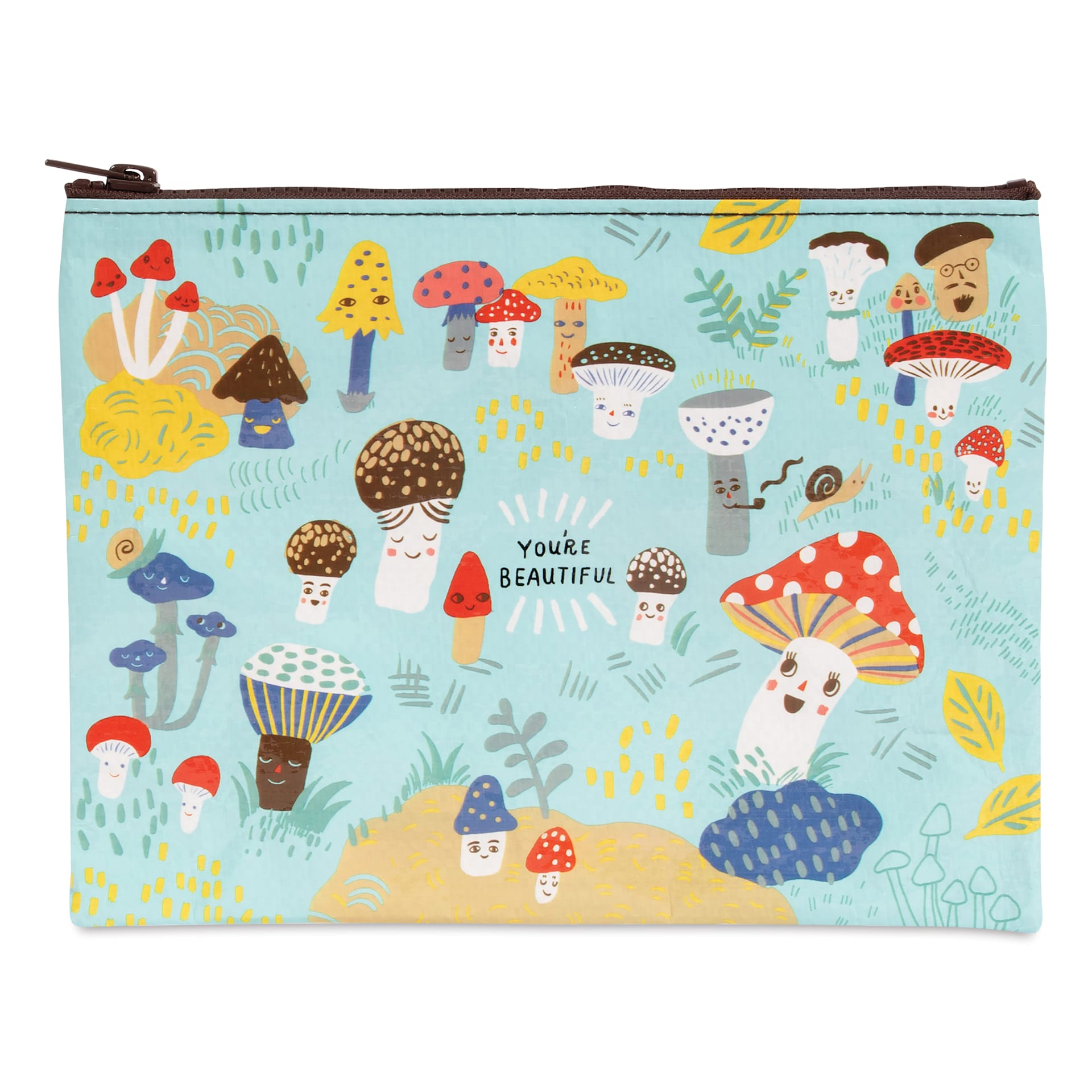 Blue Q Zipper Pencil Pouch - Cute Lil' Mushrooms, 9-1/2" x 7-1/4"