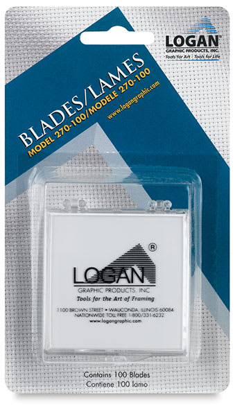 Logan Replacement Blades - Front of blister package of #270 blades showing storage box Logan Replacement Blades - Front of blister package of #270 blades showing storage box