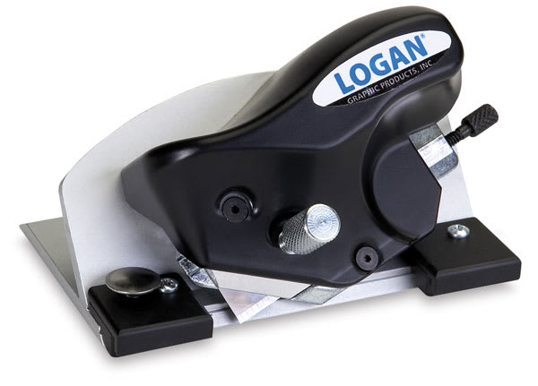 Logan 5000 8-Ply Mat Cutter - Side view of Cutter showing blade Logan 5000 8-Ply Mat Cutter - Side view of Cutter showing blade