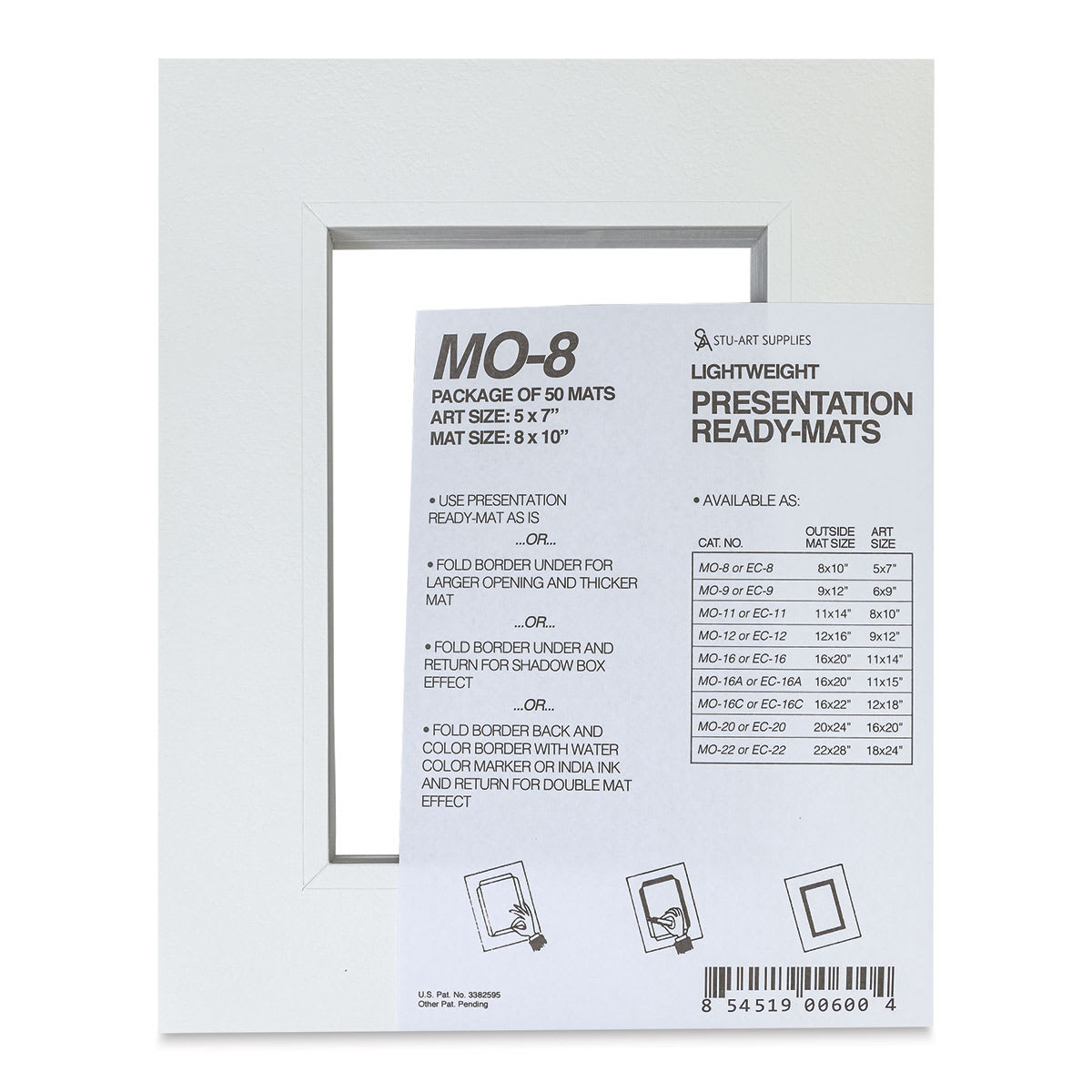 Stu-Art Economy Ready-Mats - 8'' x 10'' (5'' x 7'' Opening), Pkg of 50, front of package Stu-Art Economy Ready-Mats - 8'' x 10'' (5'' x 7'' Opening), Pkg of 50, front of package