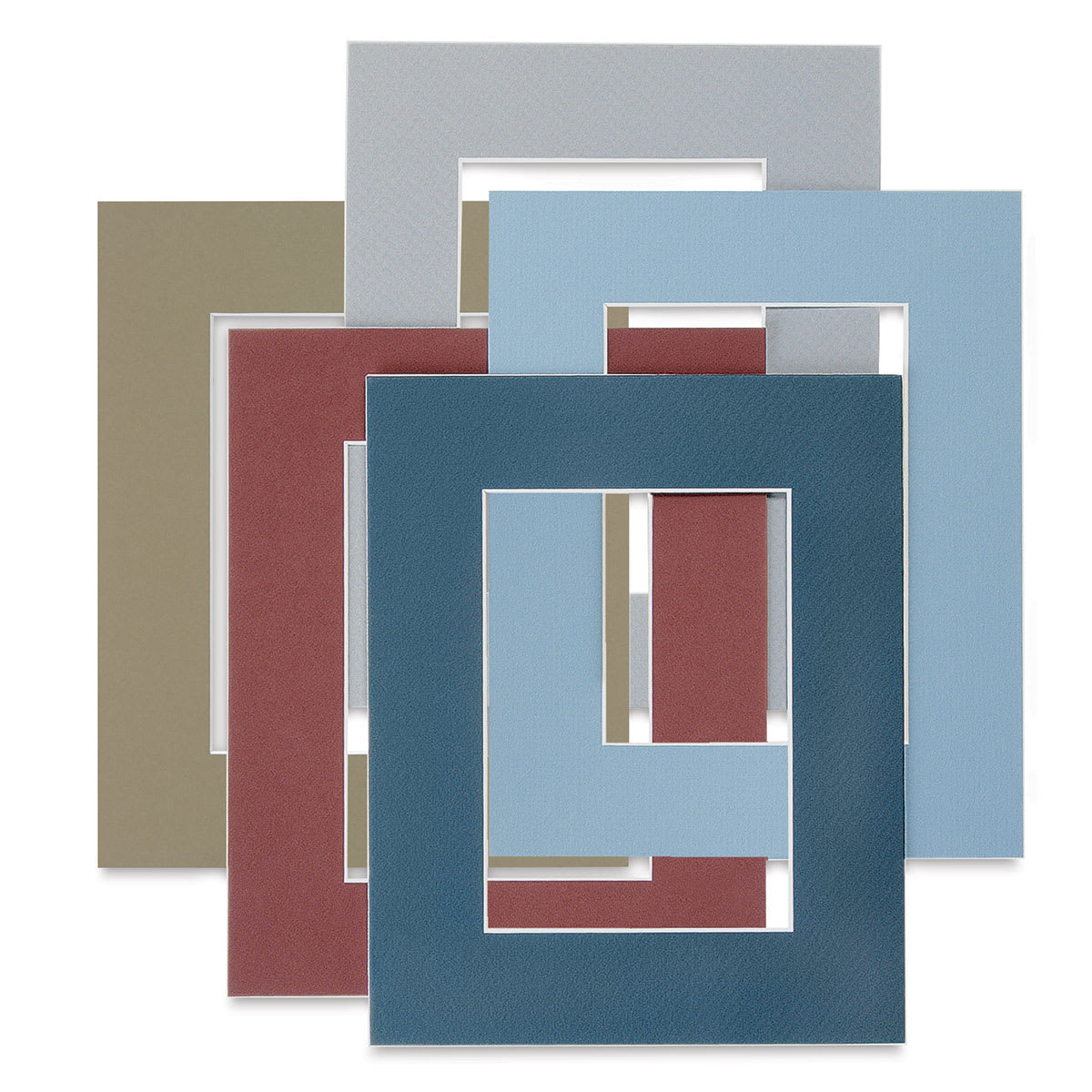 Blick White Core Pre-Cut Mats -A variety of Color mats shown stacked Blick White Core Pre-Cut Mats -A variety of Color mats shown stacked