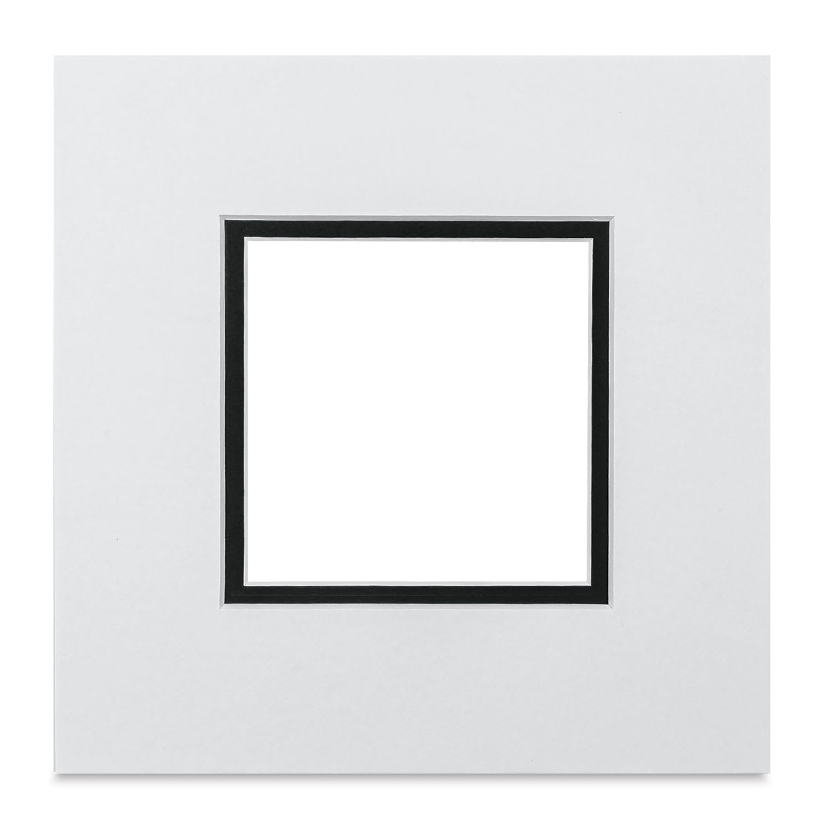Blick Double Mat - Smooth White over Smooth Black, 8" x 8" (3-1/2" x 3-1/2" opening)
