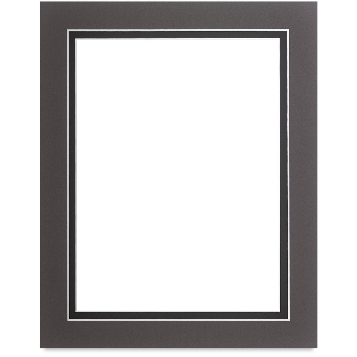 Blick Double Mat - Cinder over Smooth Black, 8" x 10" (6" x 8" opening)