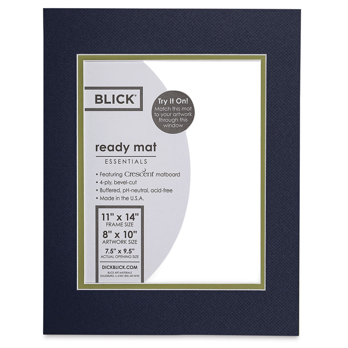Blick Double Mat - Newport Blue / Green Pear, 11" x 14" (7-1/2" x 9-1/2" Opening) in package