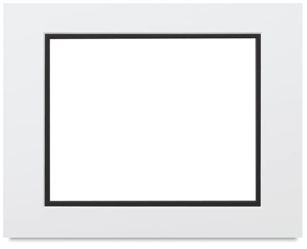 Crescent Select Conservation Solids Pre-Cut Double Mats - Front view of White/Black Mat
