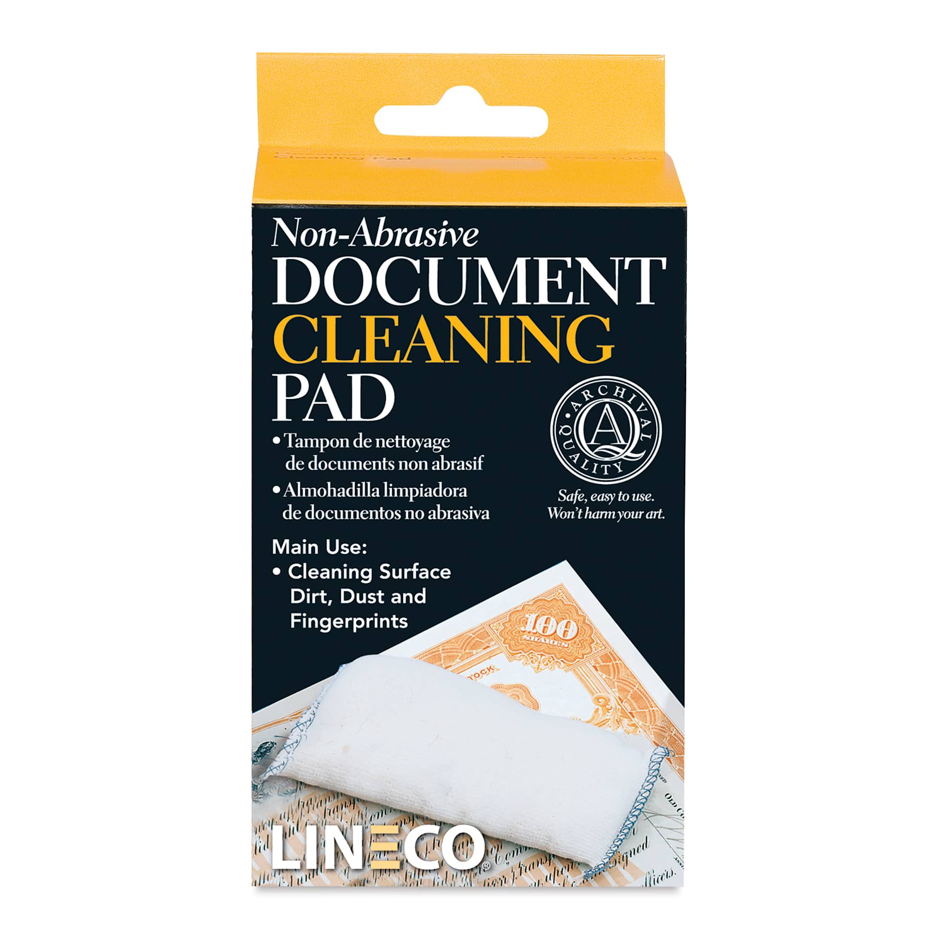 Lineco Document Cleaning Pad, front of the packaging