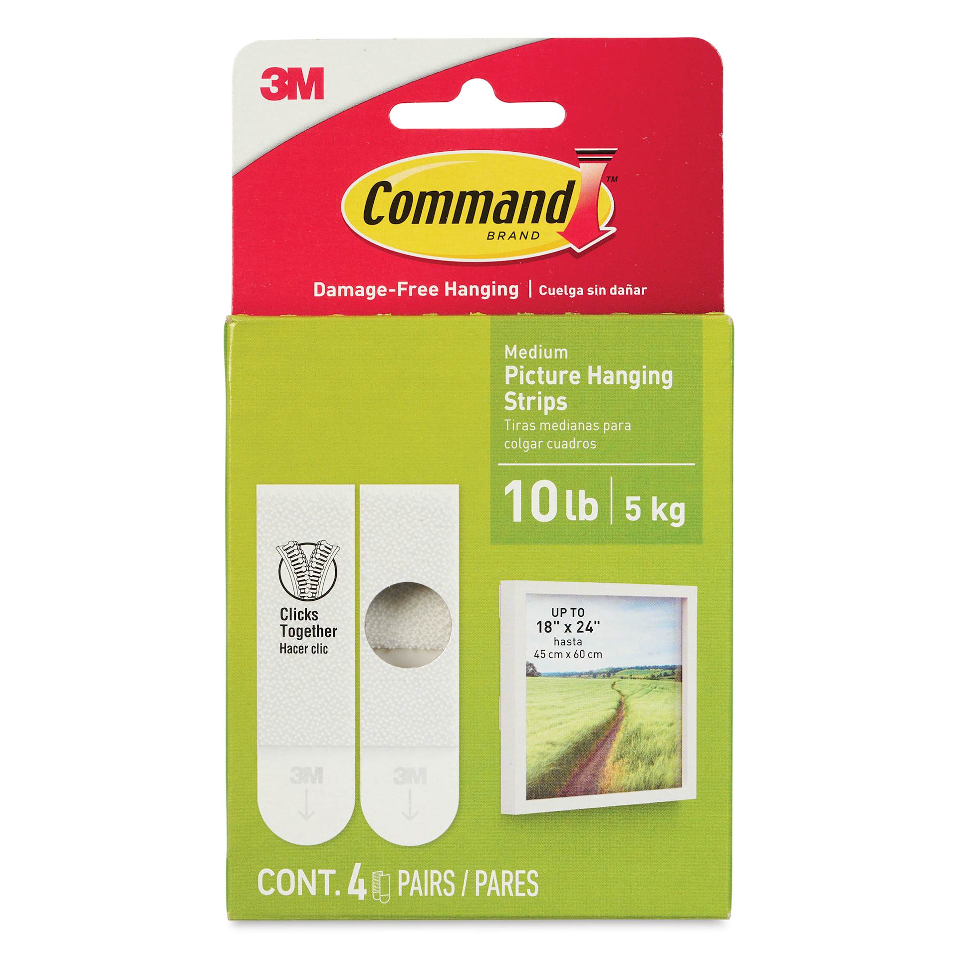 Command Picture Hanging Strips - Medium, Pkg of 4 Pairs, front of the packaging