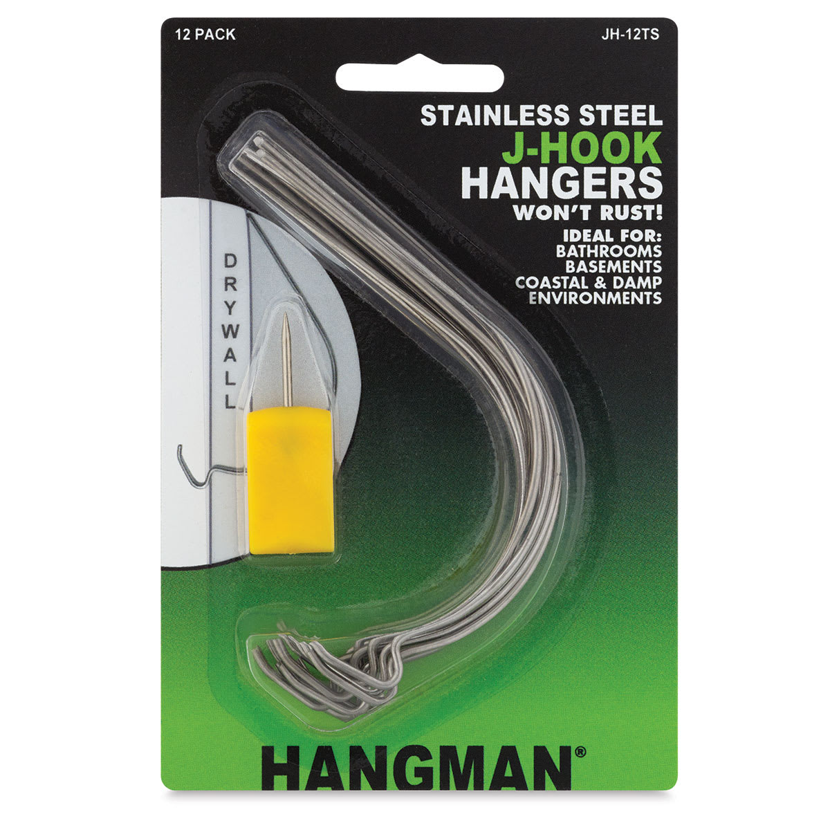 Hangman J-Hook Hangers - Front of blister Package showing Hooks
