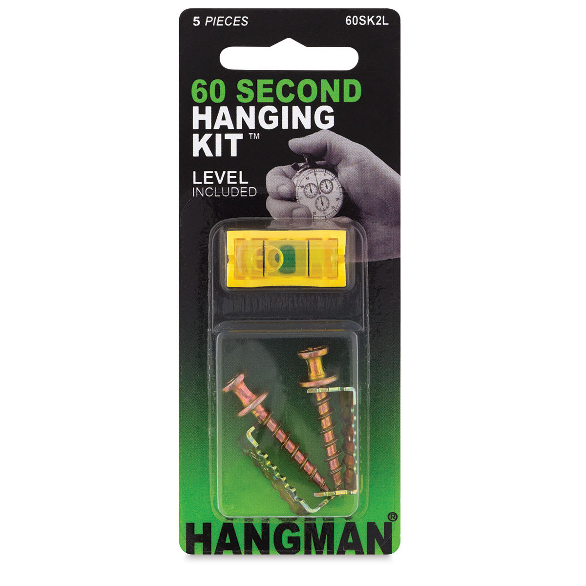 Hangman 60 Second Hanging Kit - Front of blister package of 5 Piece Kit 