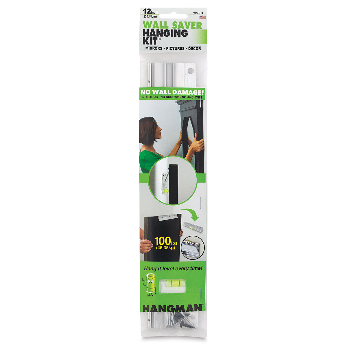 Hangman Wall Saver Hanging Kits - Front of package of 12 inch Kit