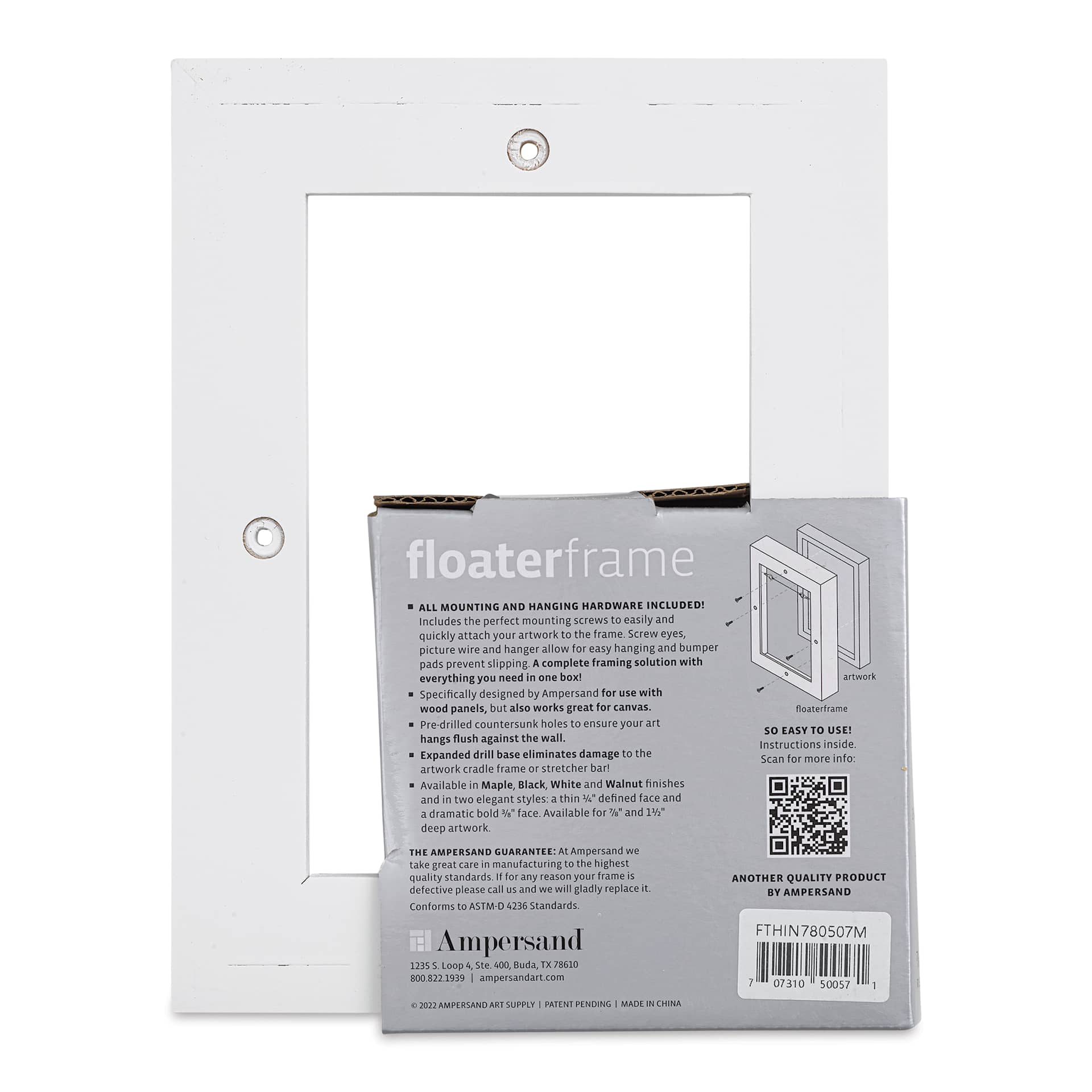 Ampersand Floaterframe - Thin, White, 5" x 7", 7/8", back of frame