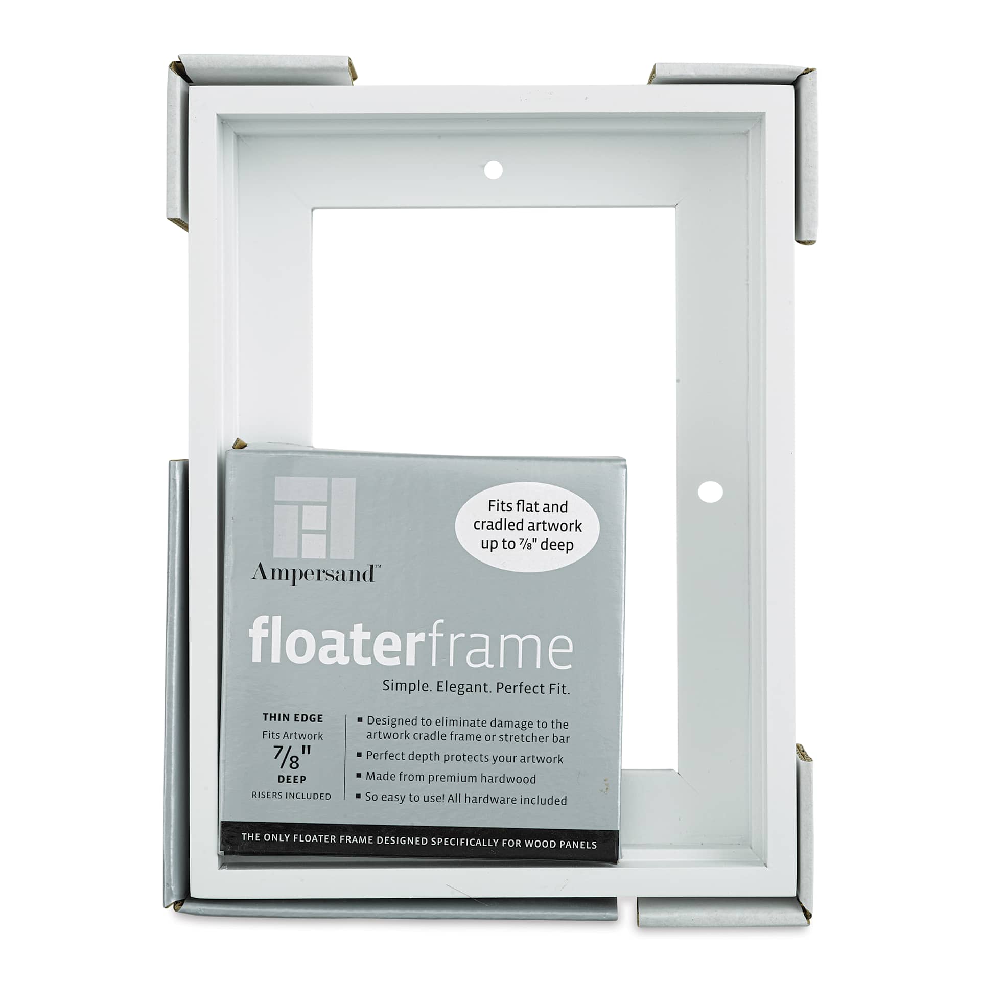 Ampersand Floaterframe - Thin, White, 5" x 7", 7/8", front of packaging