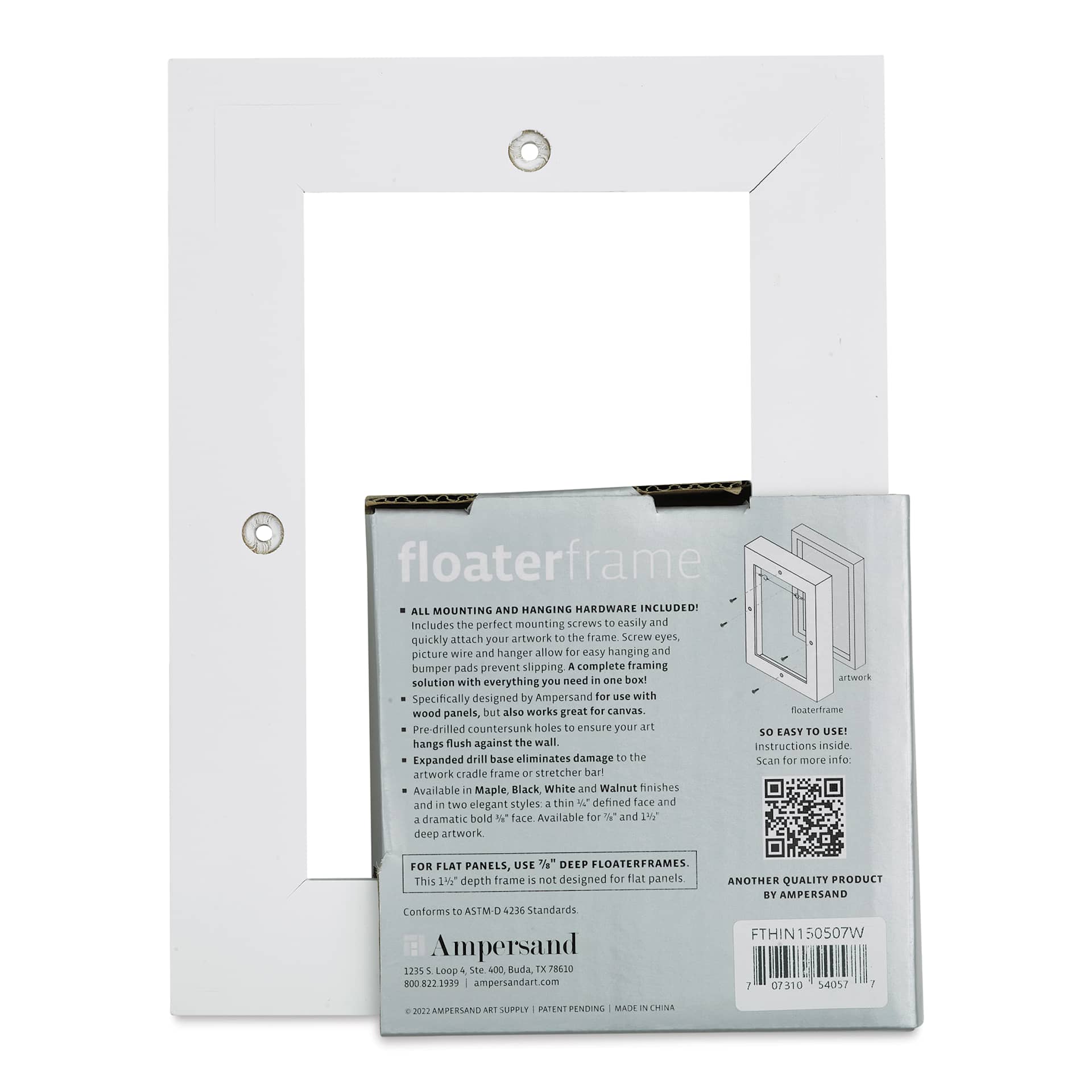 Ampersand Floaterframe - Thin, White, 5" x 7", 1-1/2", back of frame