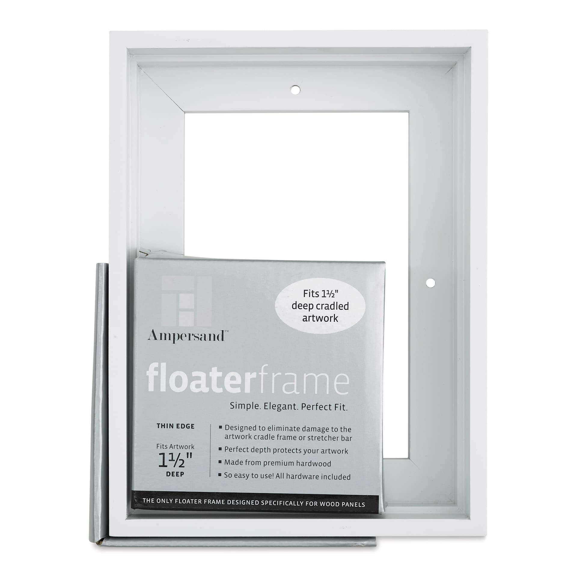 Ampersand Floaterframe - Thin, White, 5" x 7", 1-1/2", front of packaging