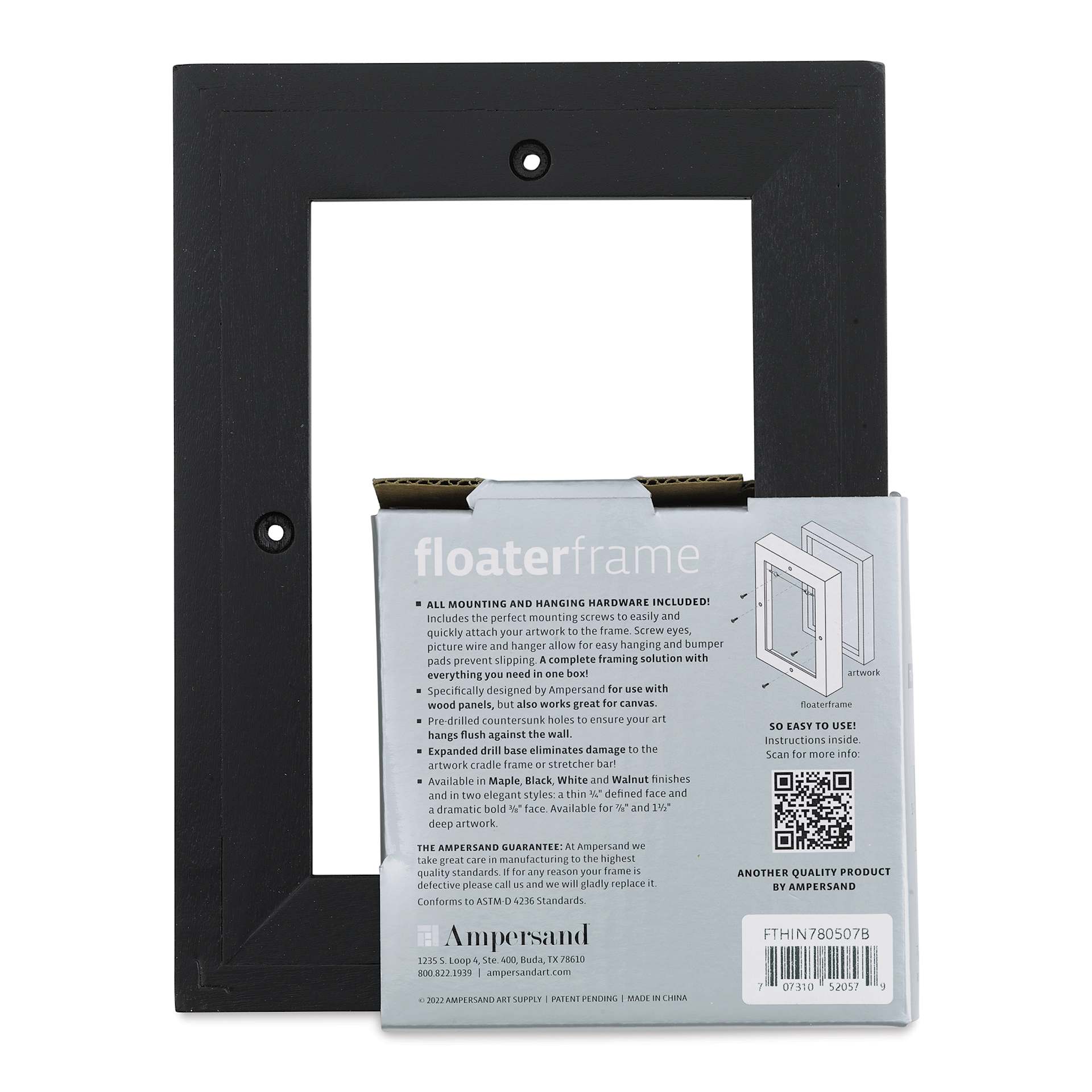Ampersand Floaterframe - Thin, Black, 5" x 7", 7/8", back of frame