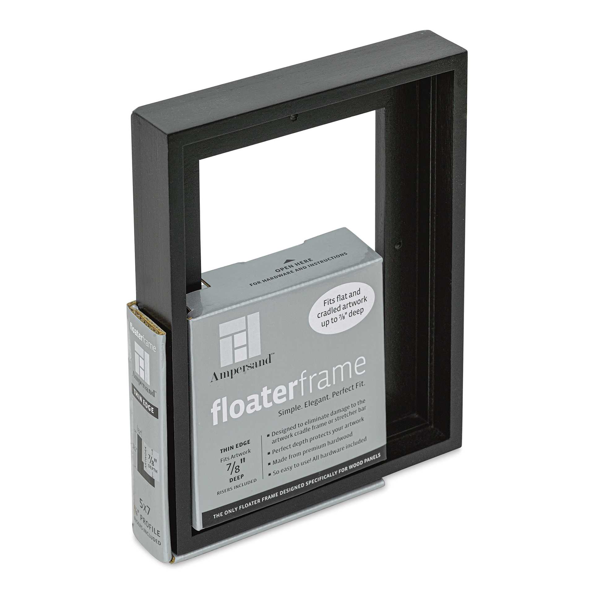 Ampersand Floaterframe - Thin, Black, 5" x 7", 7/8", at an angle