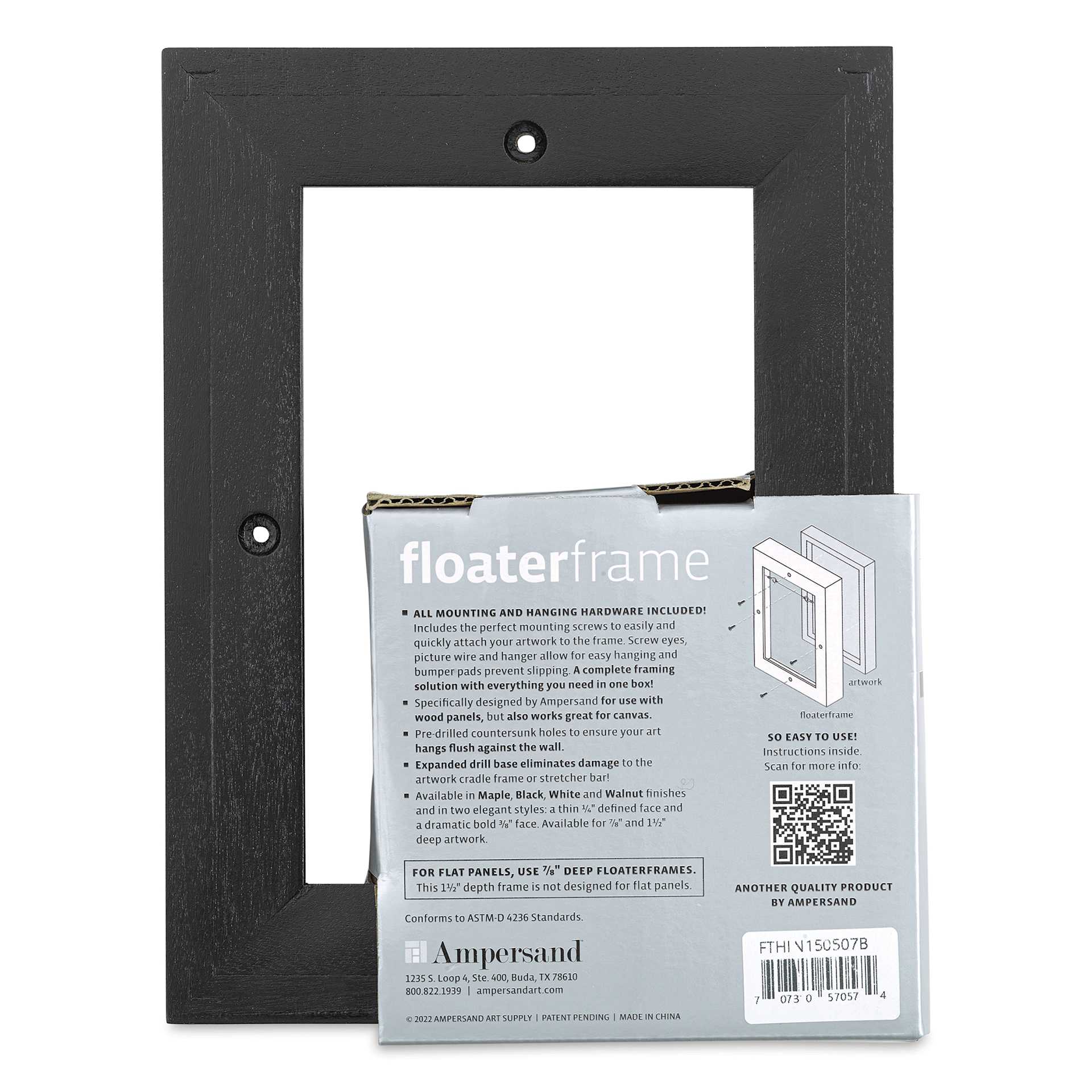 Ampersand Floaterframe - Thin, Black, 5" x 7", 1-1/2", back of frame