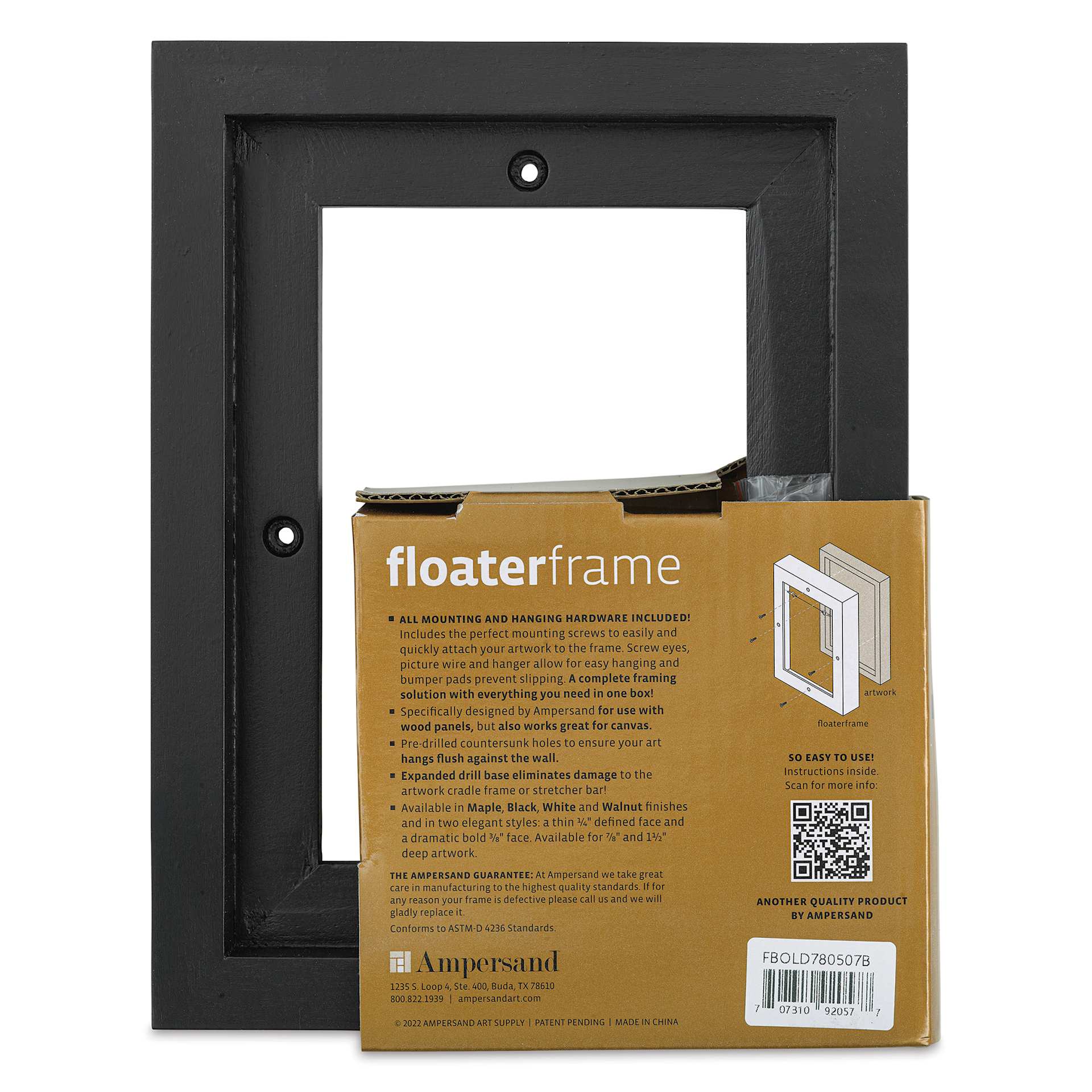 Ampersand Floaterframe - Bold, Black, 5" x 7", 7/8", back of frame