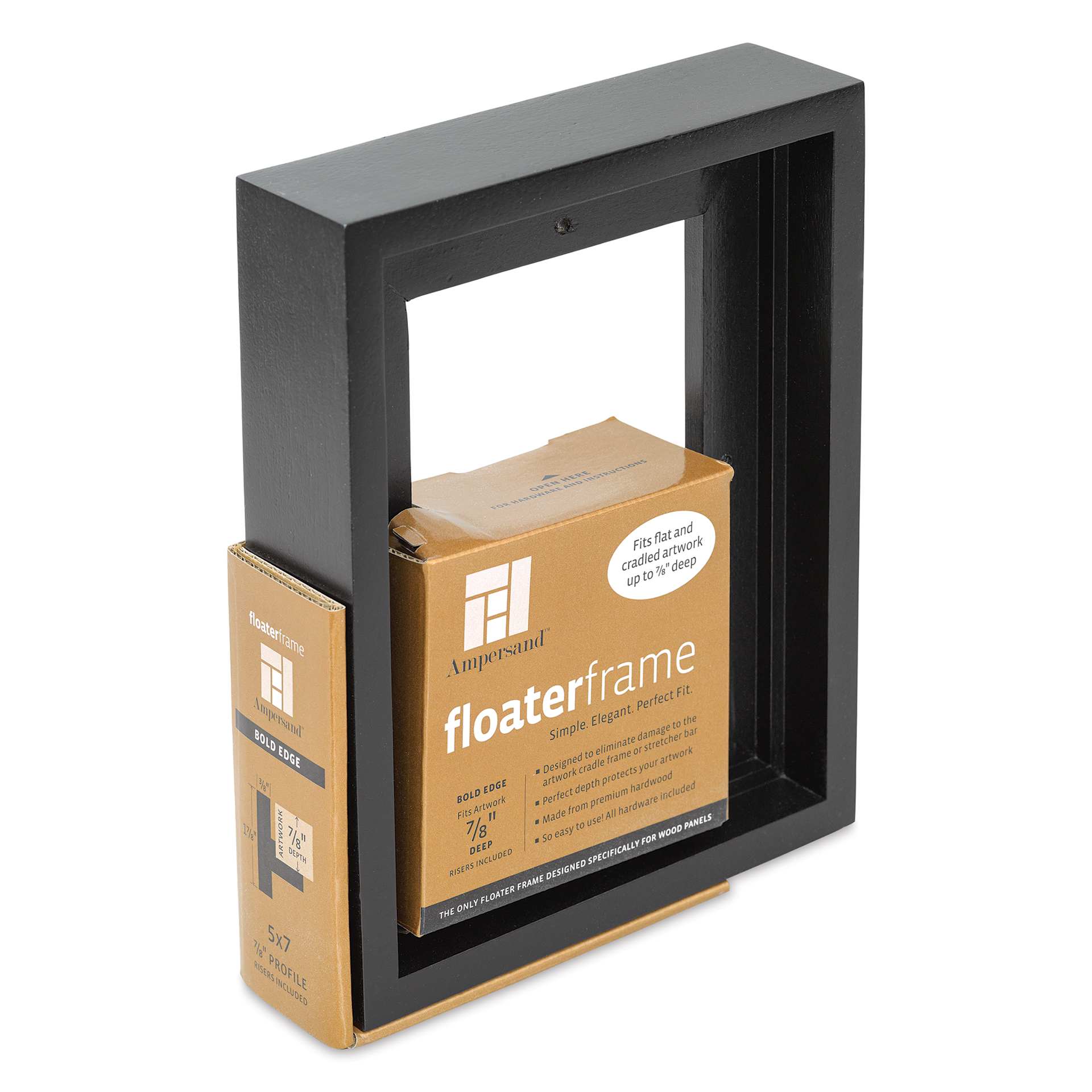 Ampersand Floaterframe - Bold, Black, 5" x 7", 7/8", at an angle