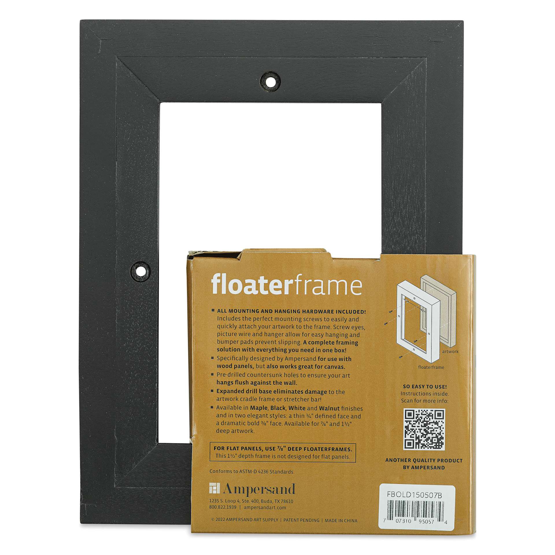 Ampersand Floaterframe - Bold, Black, 5" x 7", 1-1/2", back of frame
