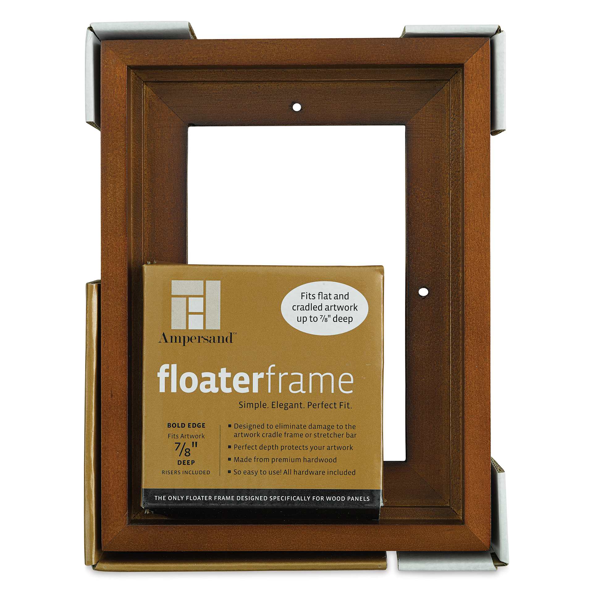 Ampersand Floaterframe - Bold, Walnut, 5" x 7", 7/8", front of packaging