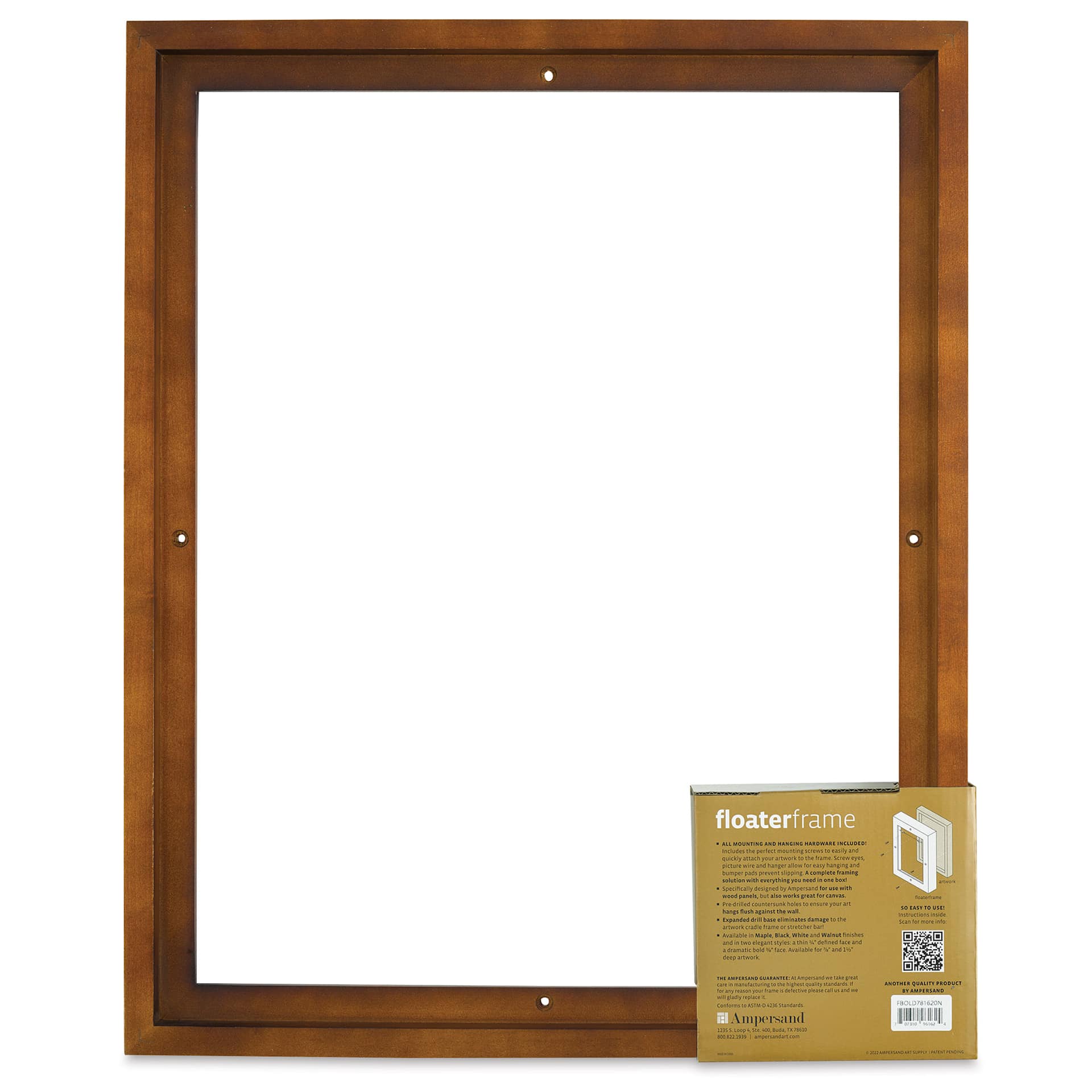 Ampersand Floaterframe - Bold, Walnut, 16" x 20", 7/8", back of frame