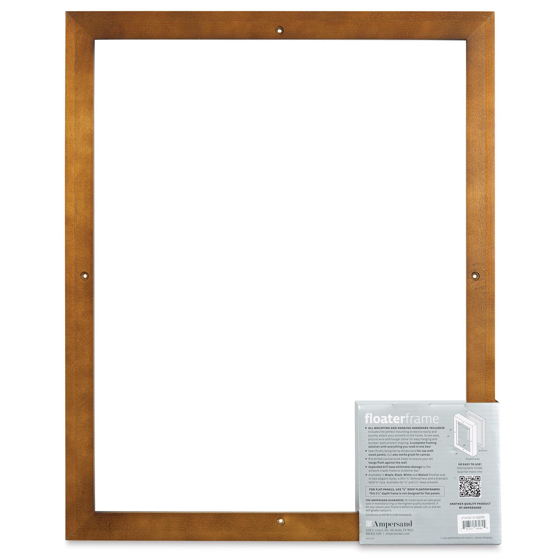 Ampersand Floaterframe - Thin, Walnut, 16" x 20", 1-1/2", back of frame