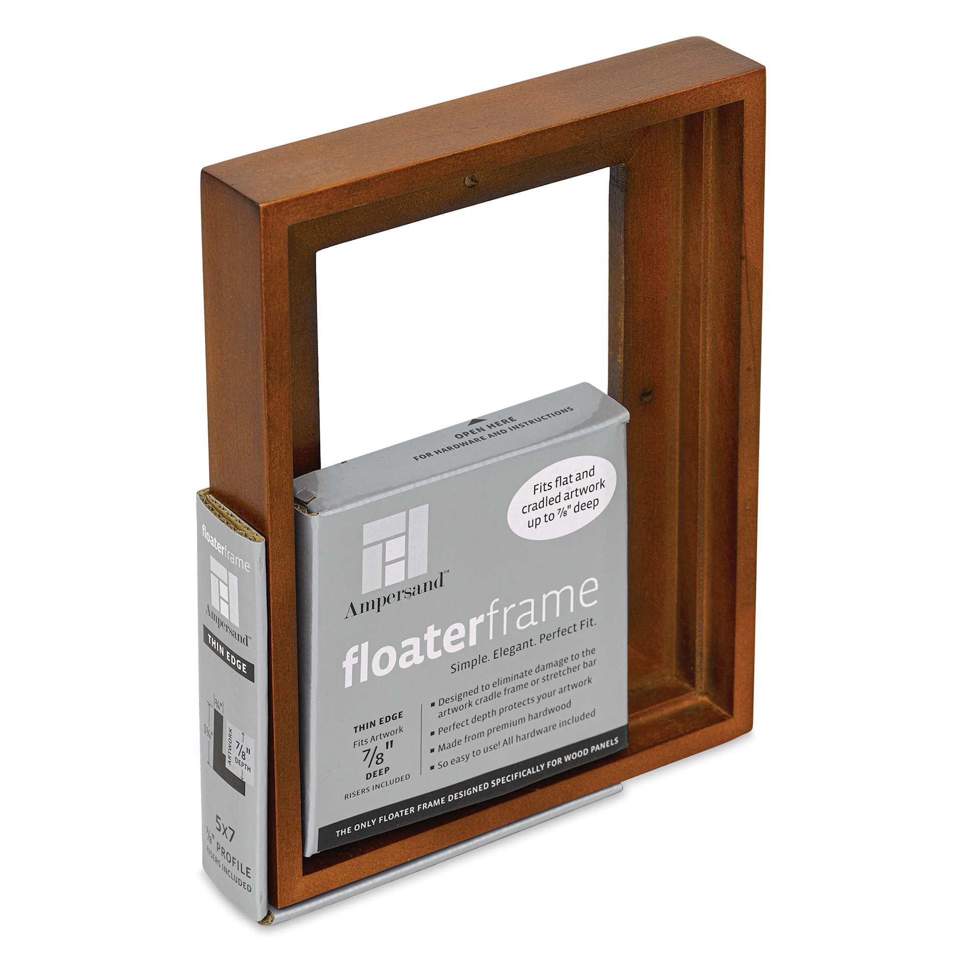 Ampersand Floaterframe - Thin, Walnut, 5" x 7", 7/8", at an angle