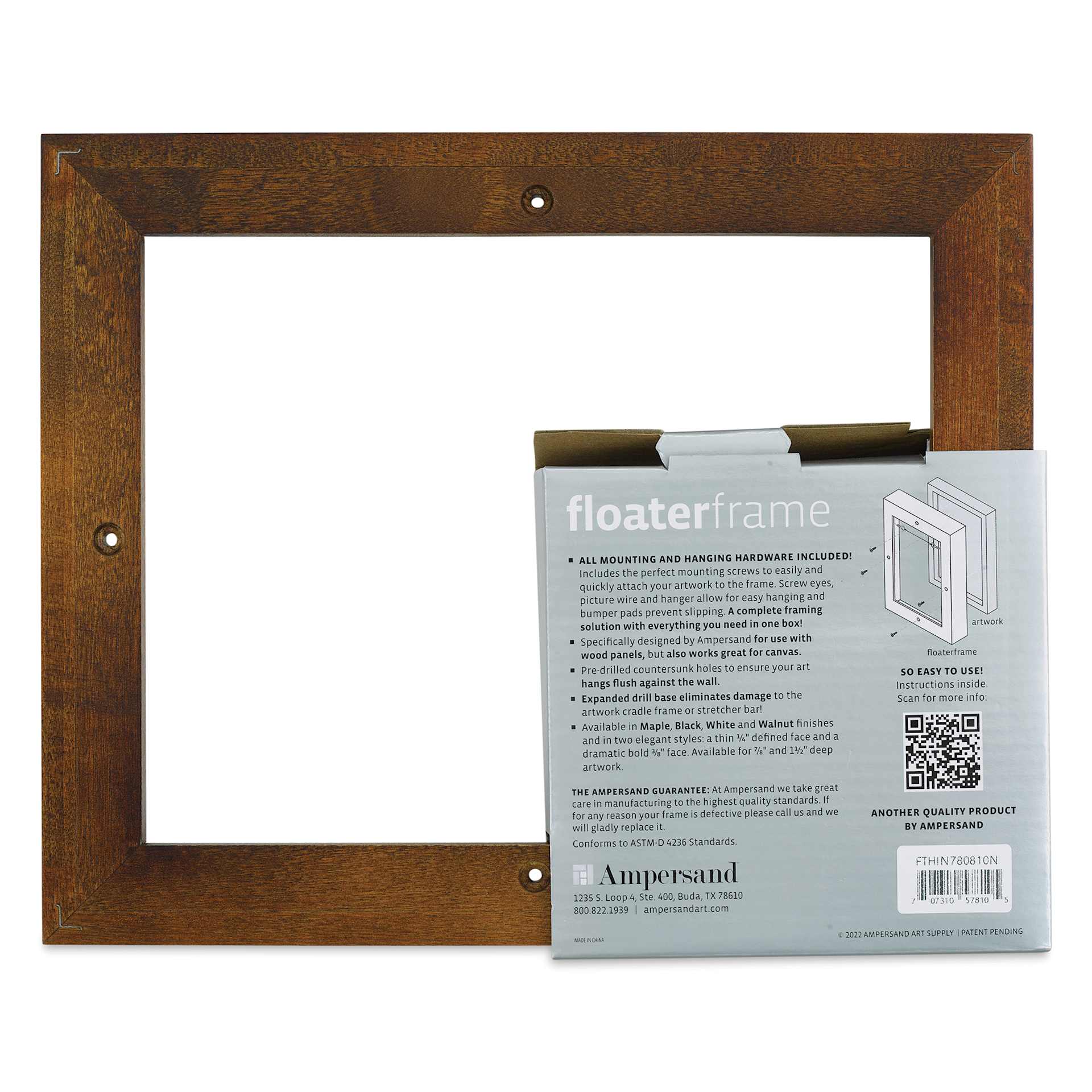 Ampersand Floaterframe - Thin, Walnut, 8" x 10", 7/8, back of frame