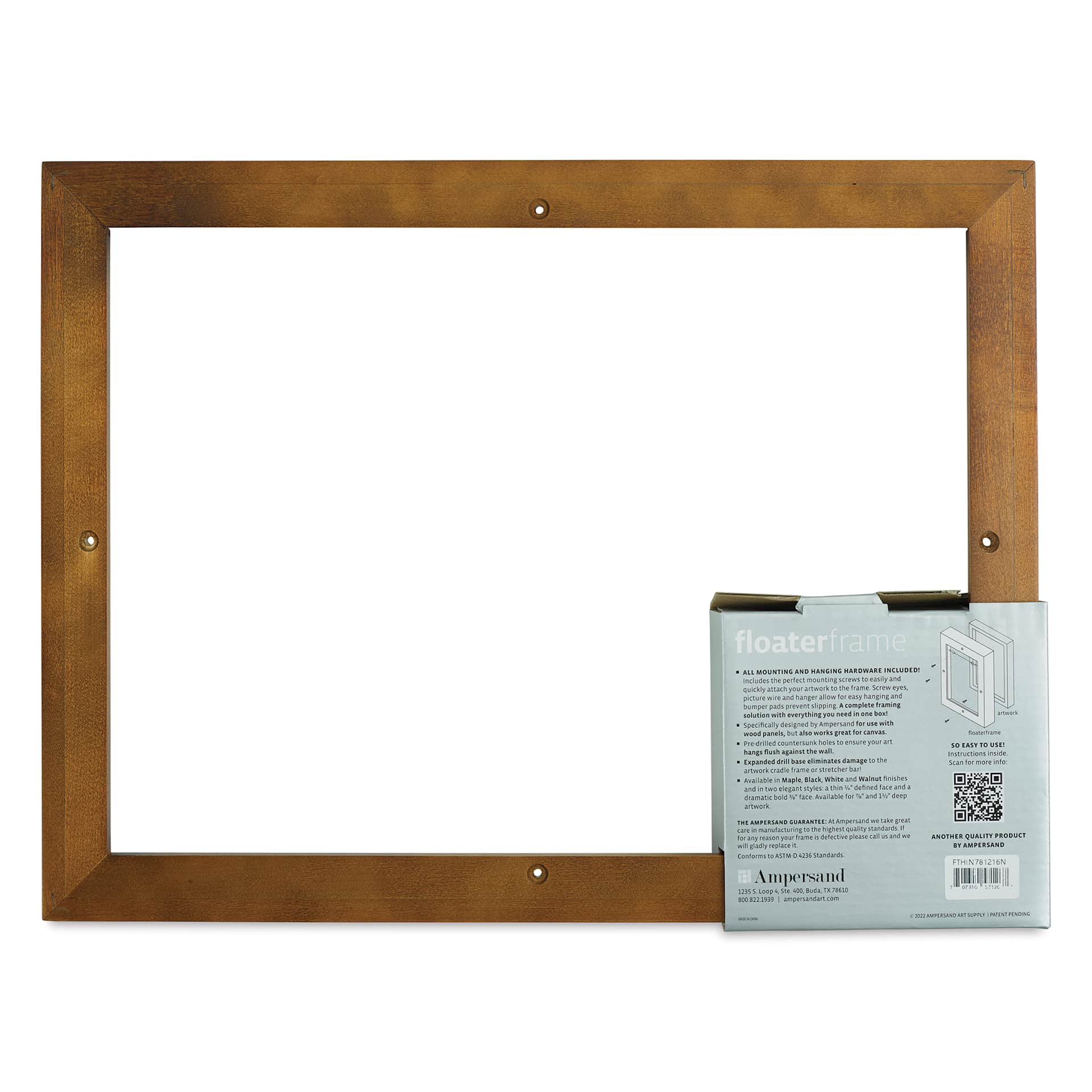 Ampersand Floaterframe - Thin, Walnut, 12" x 16", 7/8", back of frame