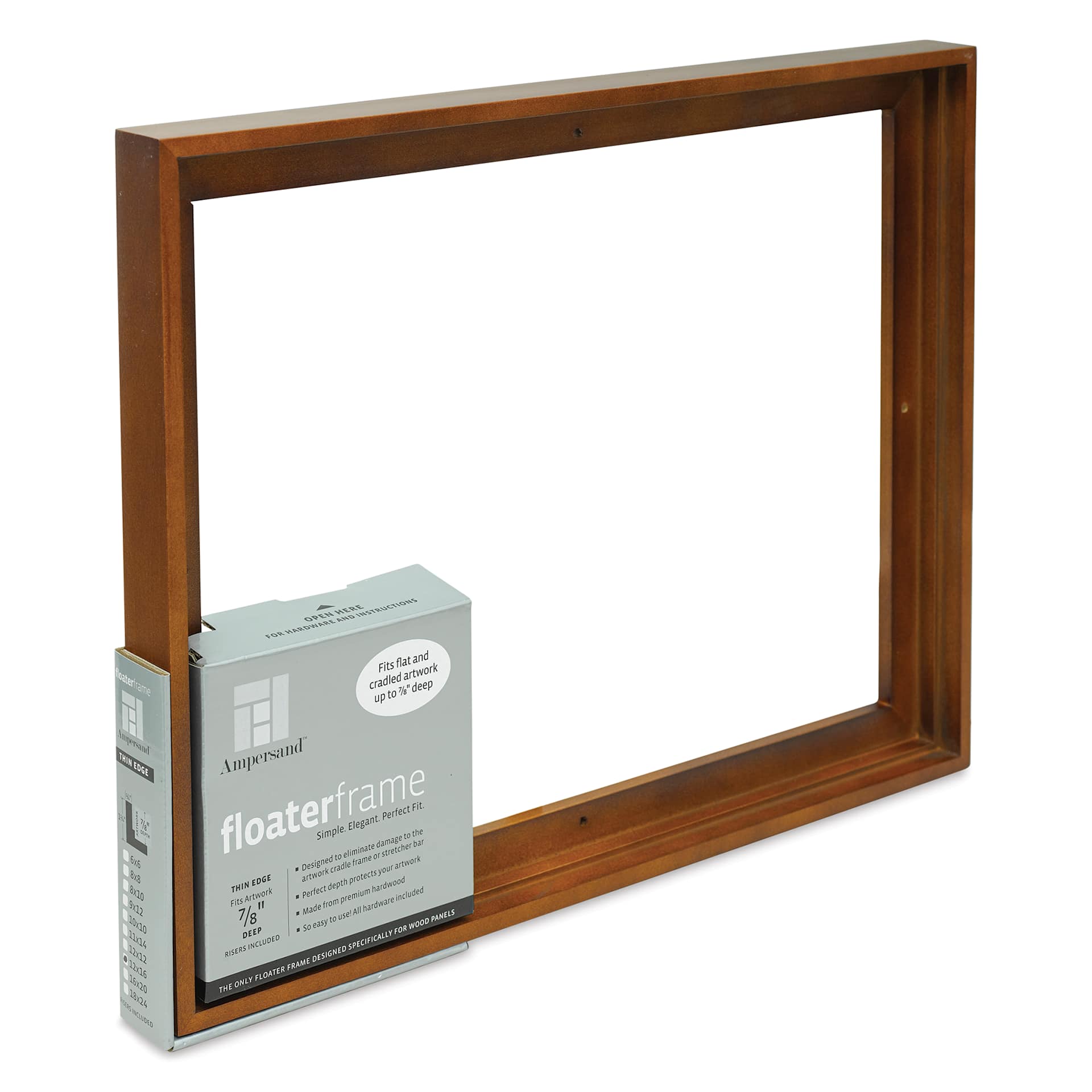 Ampersand Floaterframe - Thin, Walnut, 12" x 16", 7/8", at an angle