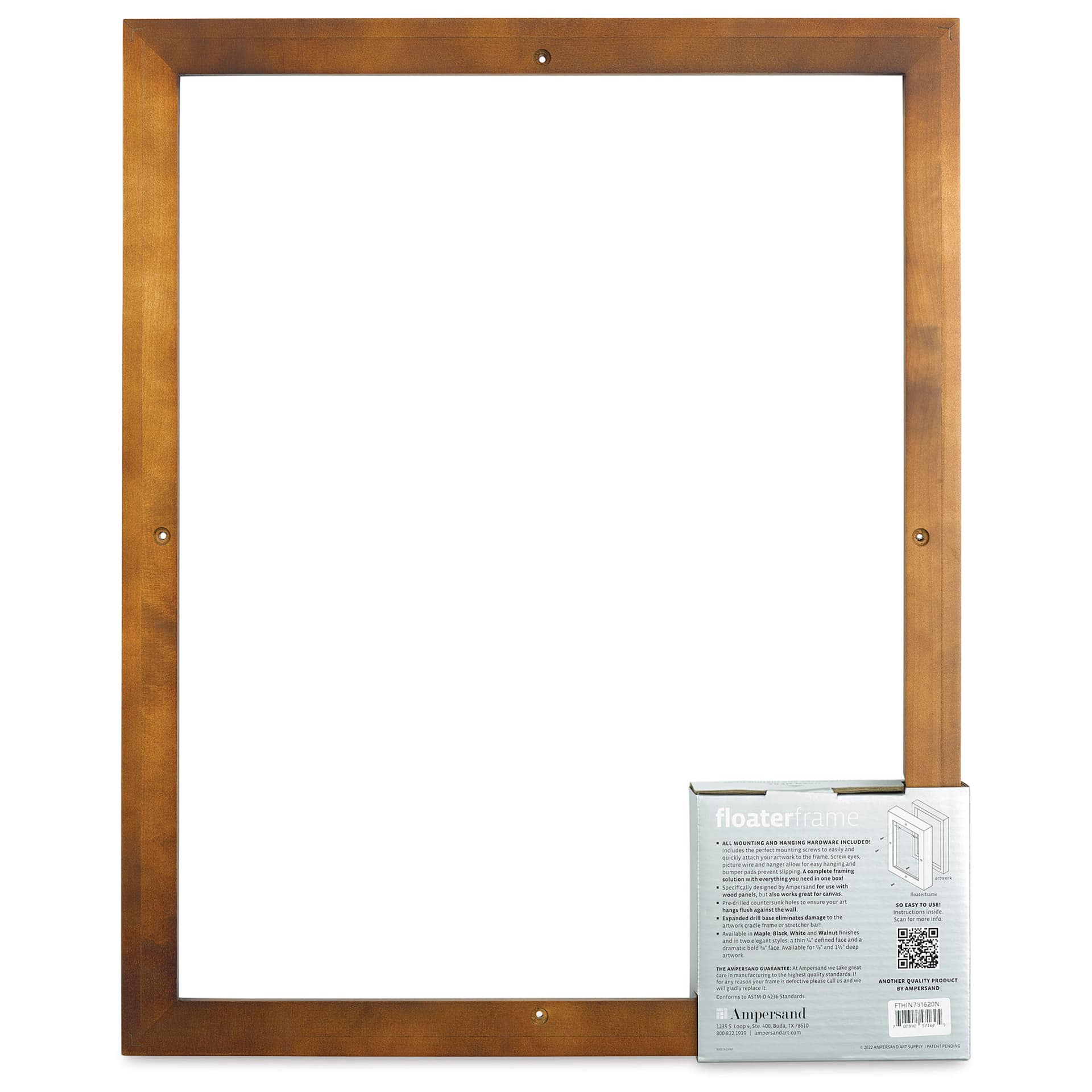 Ampersand Floaterframe - Thin, Walnut, 16" x 20", 7/8", back of frame