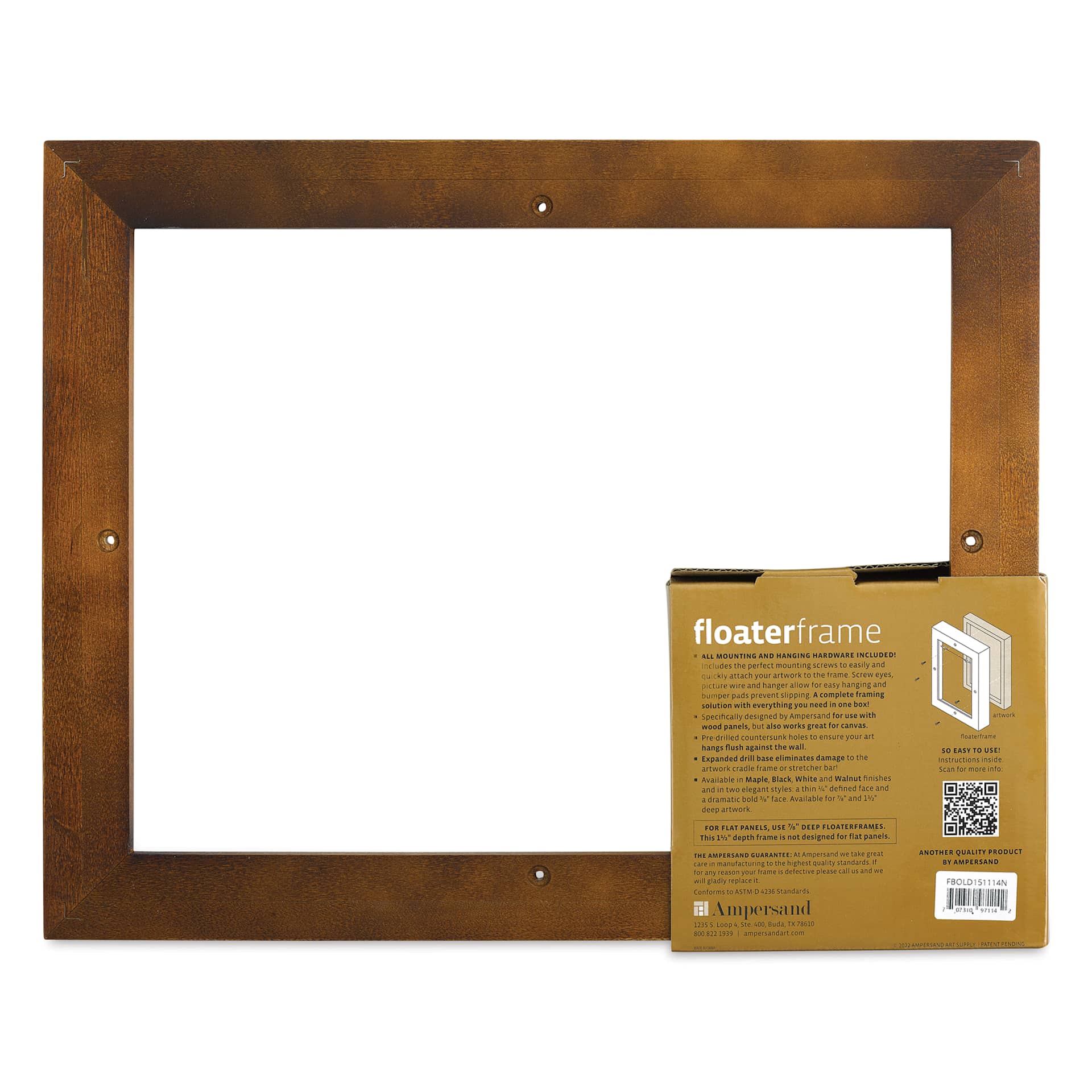 Ampersand Floaterframe - Bold, Walnut, 11" x 14", 1-1/2", back of frame