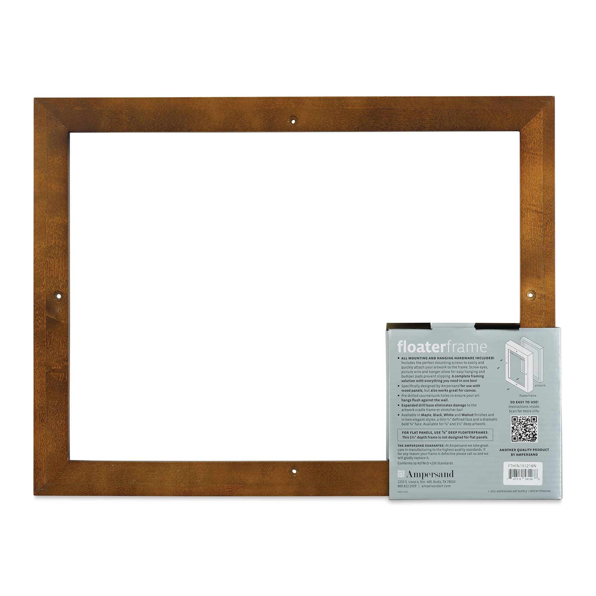 Ampersand Floaterframe - Bold, Walnut, 12" x 16", 1-1/2", back of packaging