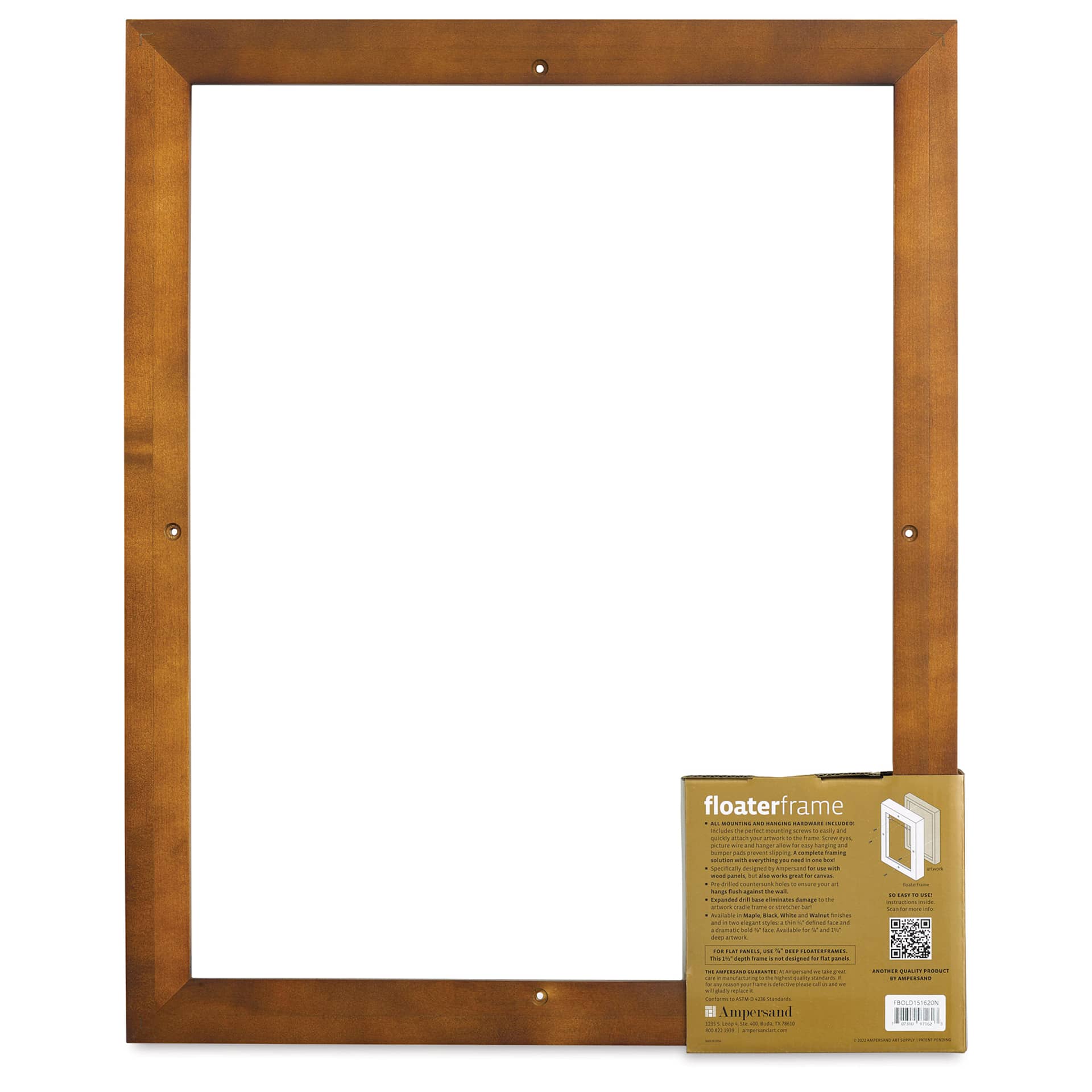 Ampersand Floaterframe - Bold, Walnut, 16" x 20", 1-1/2", back of frame