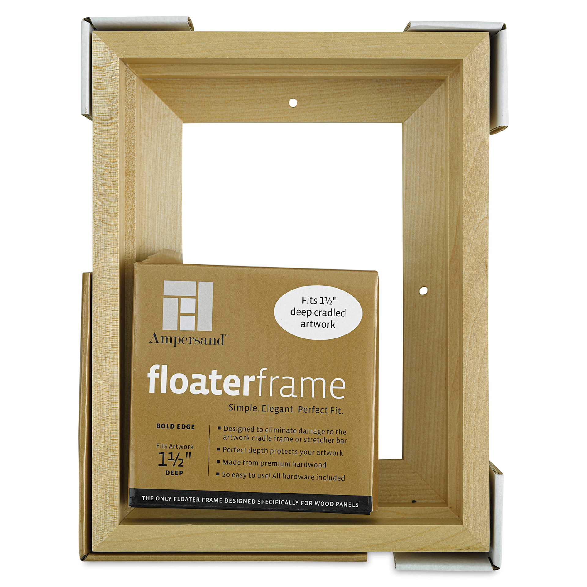 Ampersand Floaterframe - Bold, Maple, 5" x 7", 1-1/2", front of packaging