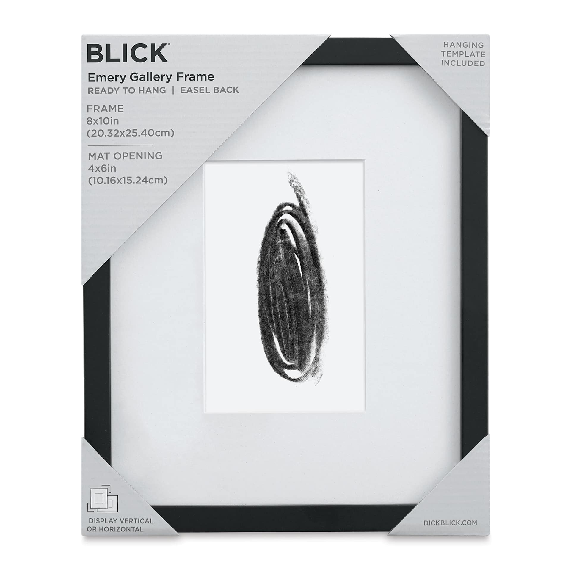 Blick Emery Gallery Frame - Black, 8'' x 10'', with Easel Back front of packaging