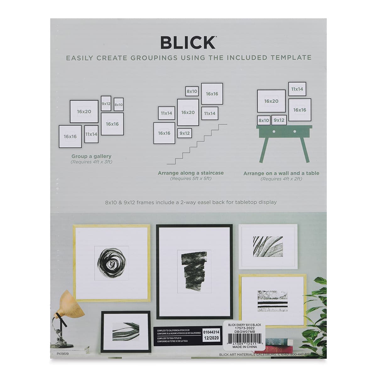 Blick Emery Gallery Frame - Black, 8" x 10", with Easel Back (grouping examples)