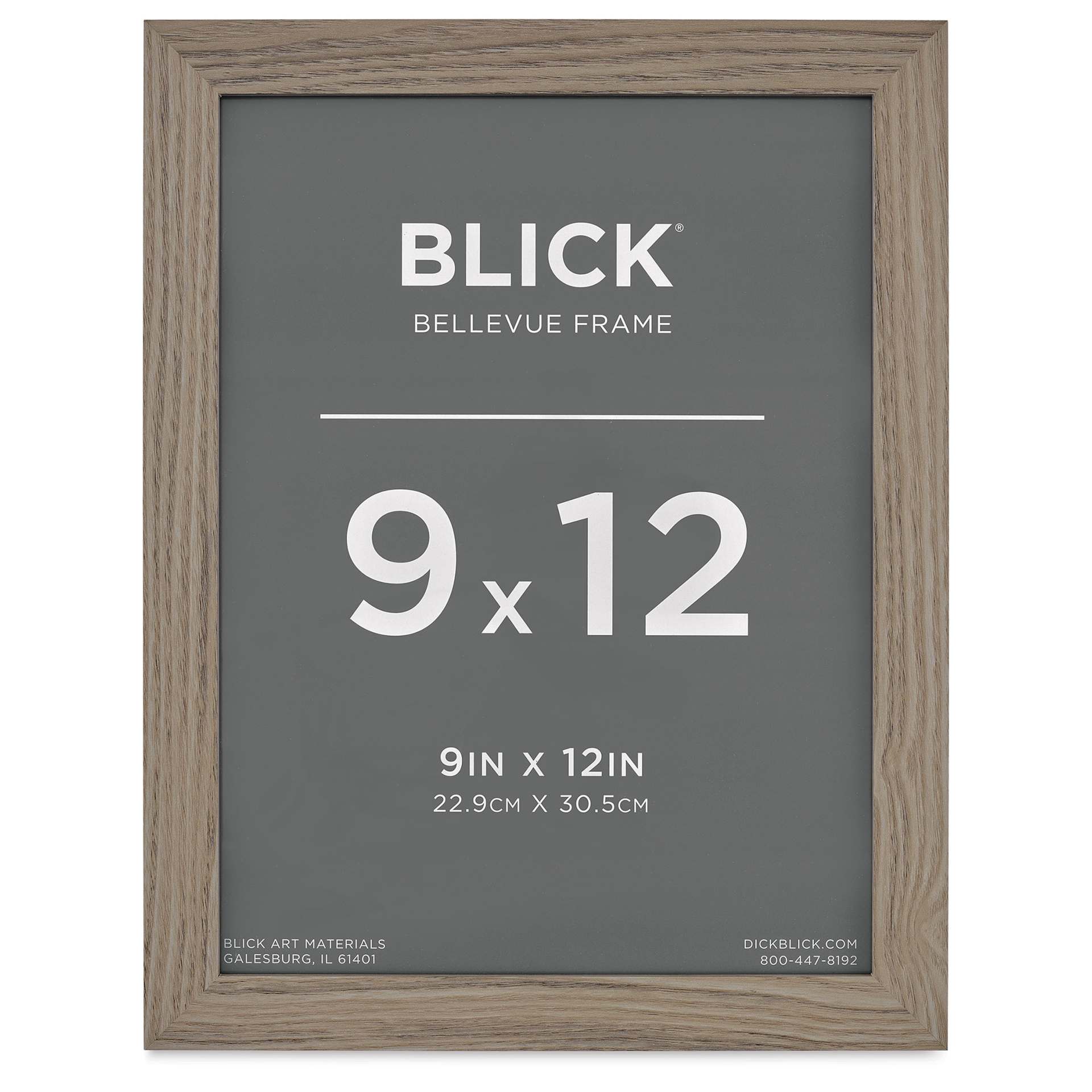 Blick Bellevue Frame - Grey Woodgrain, 9" x 12", front of frame