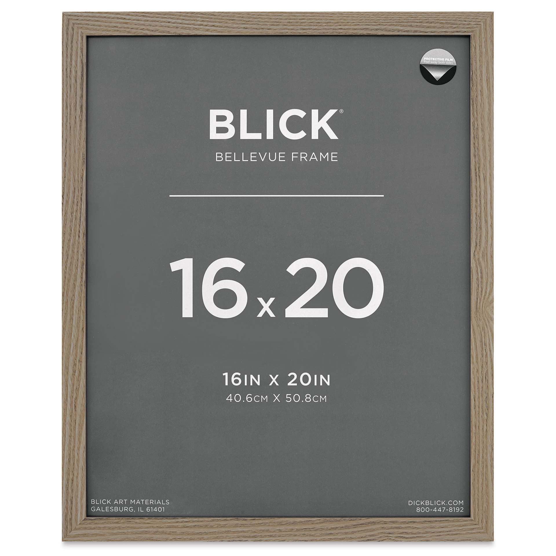 Blick Bellevue Frame - Grey Woodgrain, 16" x 20", front of frame