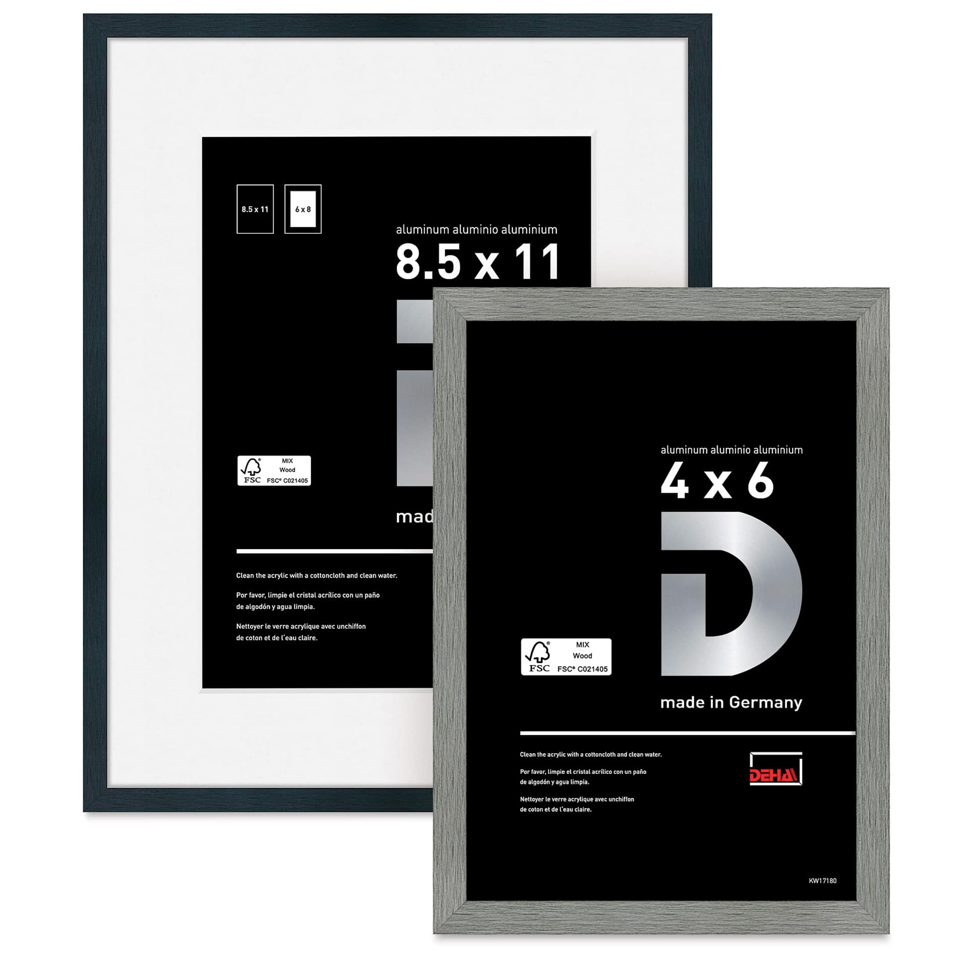 Deha Design Tribeca Frames with and without mats in Black or Gray.
