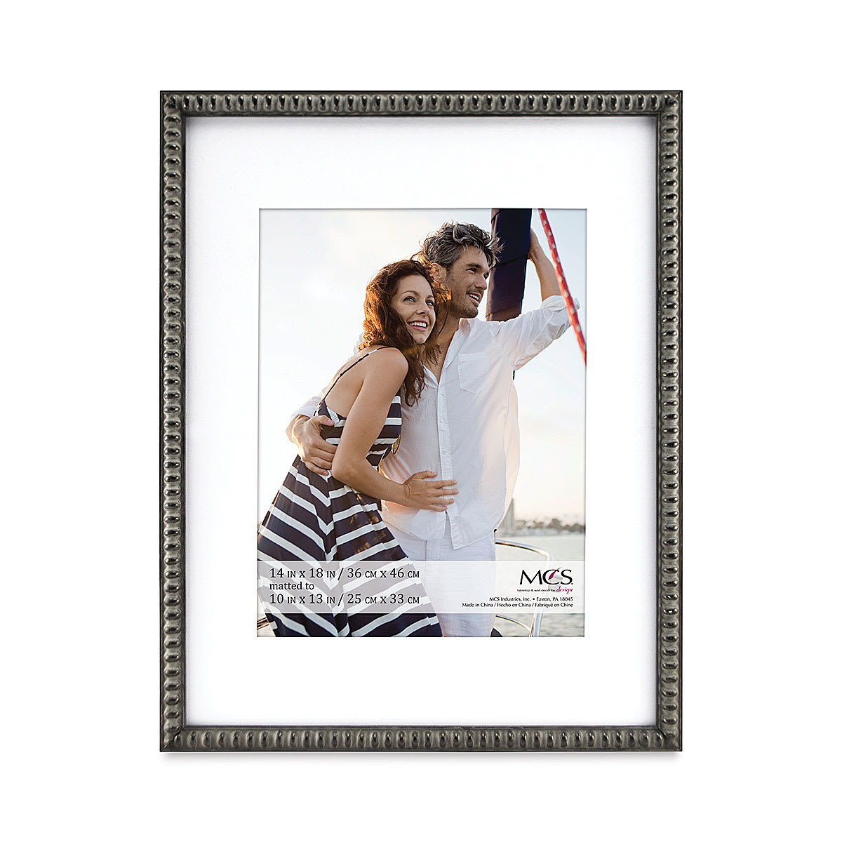 MCS Thin Bead Frame - Pewter, 14" x 18" w/10" x 13" Mat