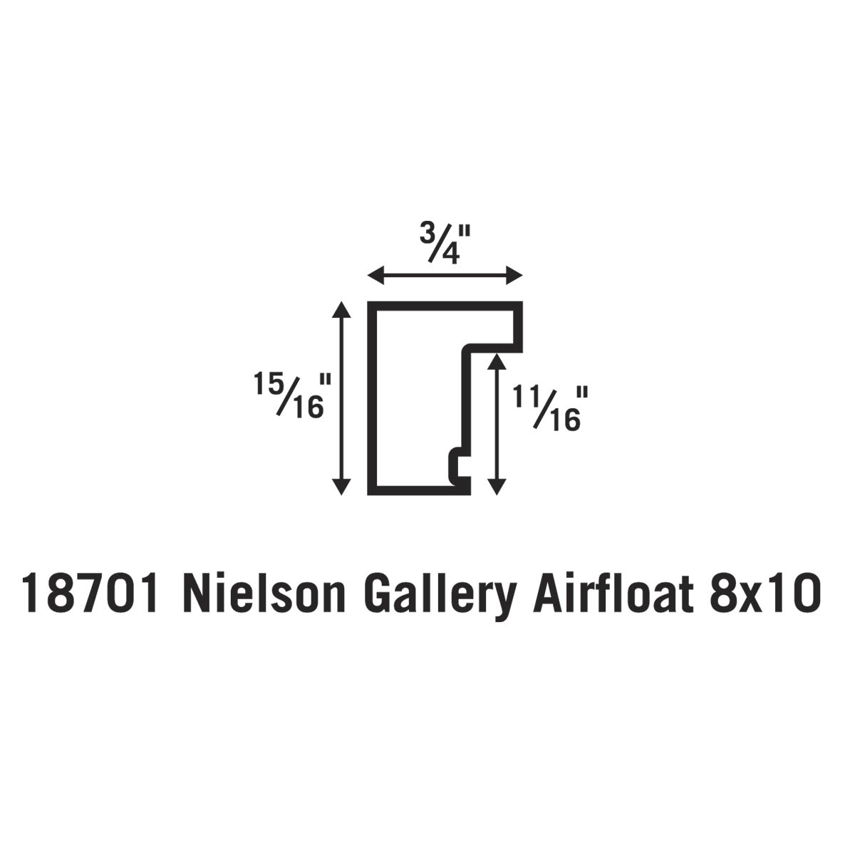 Gallery Solutions Airfloat Wood Frames - Schematic of profile of Wood frames