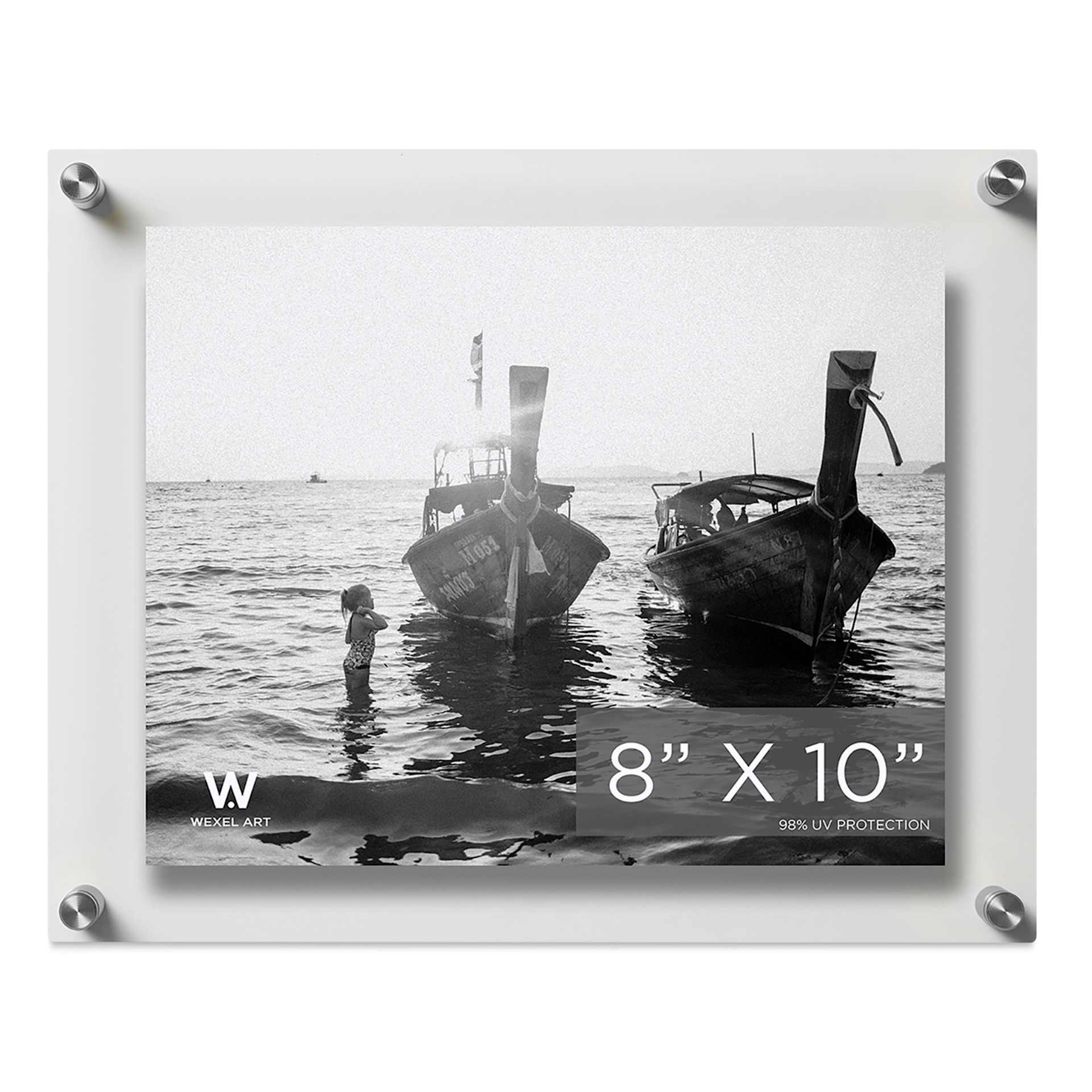 Wexel Art Double Panel Acrylic Display Frame - 12" x 15", Silver Hardware, front