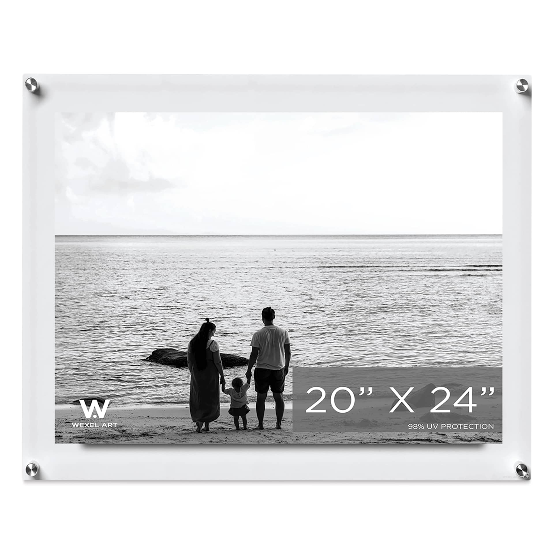 Wexel Art Double Panel Acrylic Display Frame - 23" x 27", Silver Hardware, front