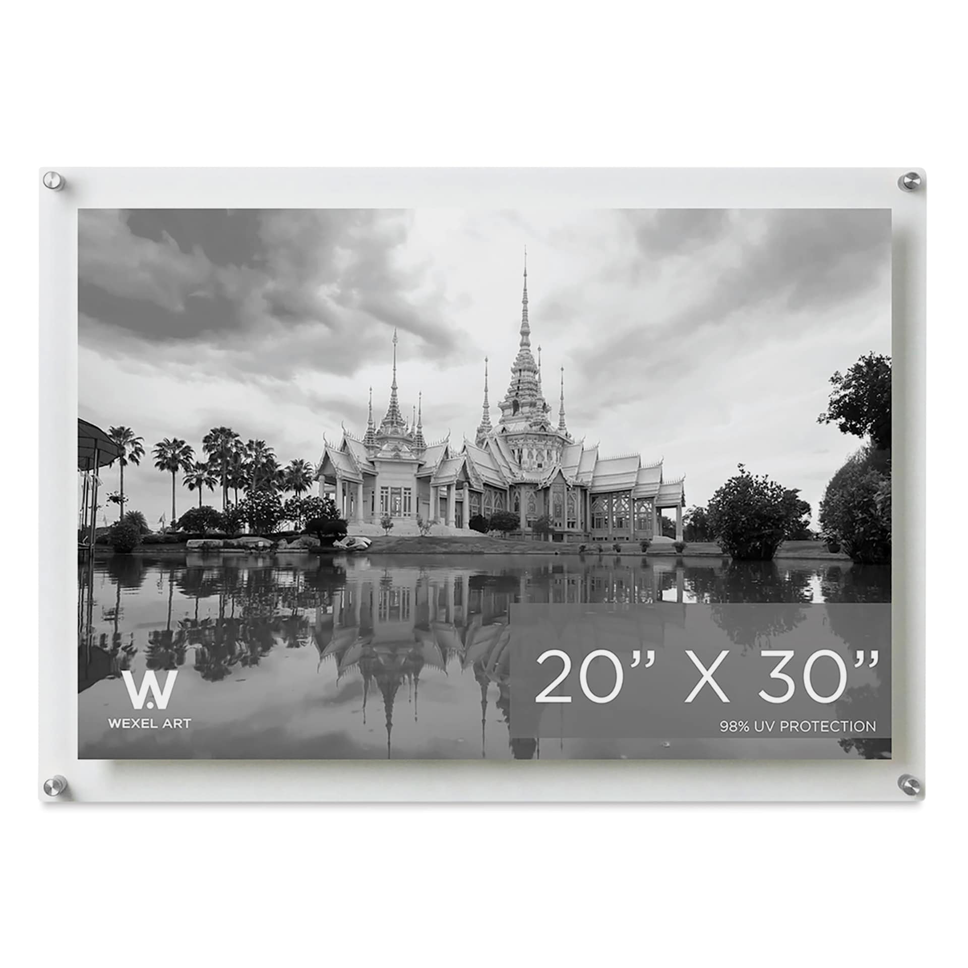 Wexel Art Double Panel Acrylic Display Frame - 23" x 33", Silver Hardware, front