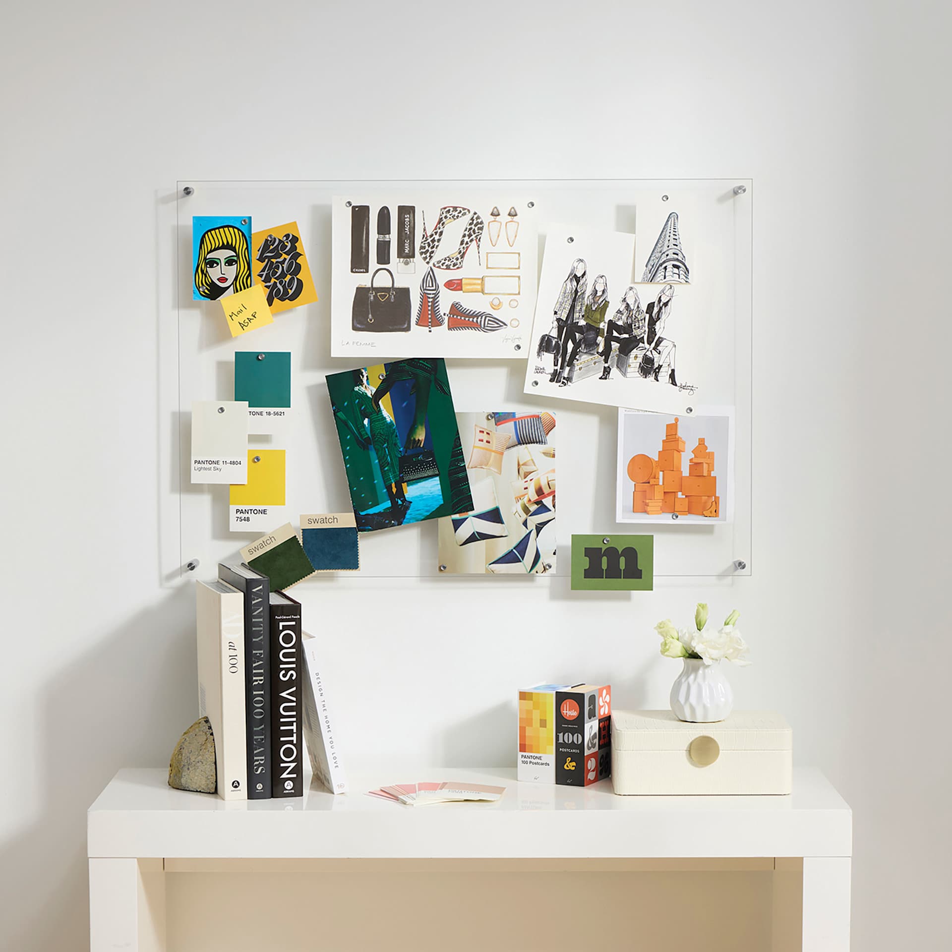Wexel Art Easy Change Memo Board - 27" x 39", Silver Hardware, in studio Wexel Art Easy Change Memo Board - 27" x 39", Silver Hardware, in studio