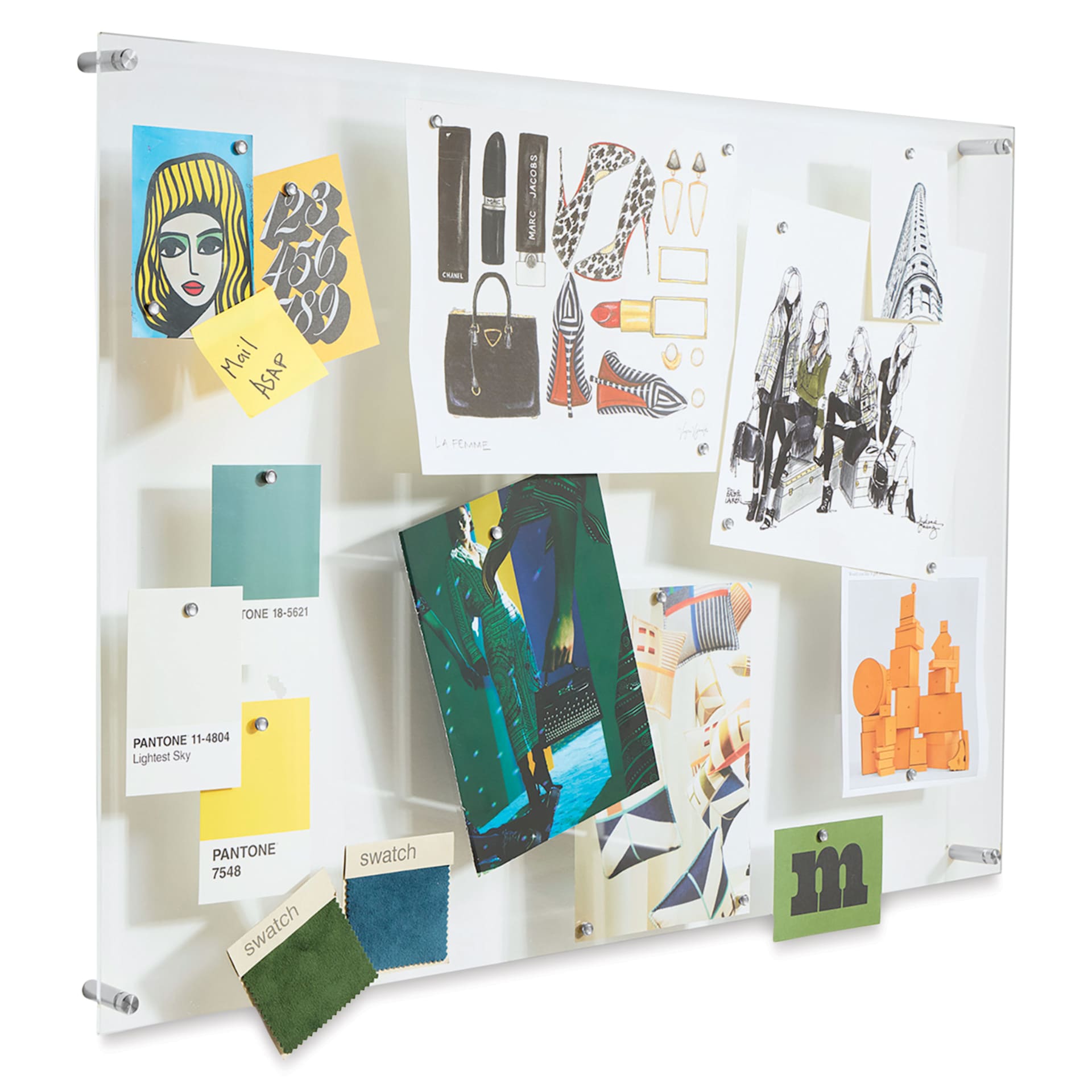 Wexel Art Easy Change Memo Board  - 27" x 39", Silver Hardware, front