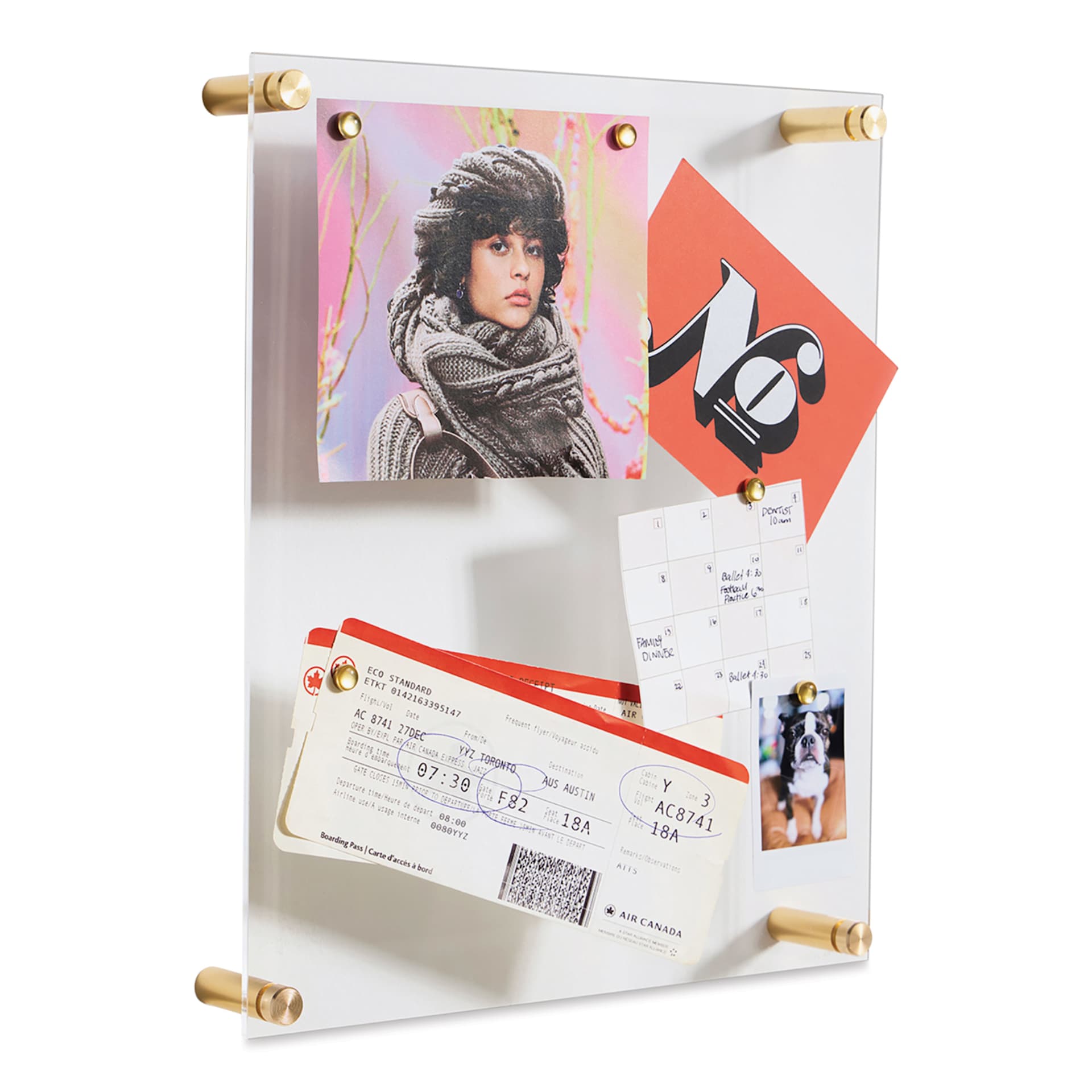 Wexel Art Easy Change Memo Board  - 12" x 14", Gold Hardware
