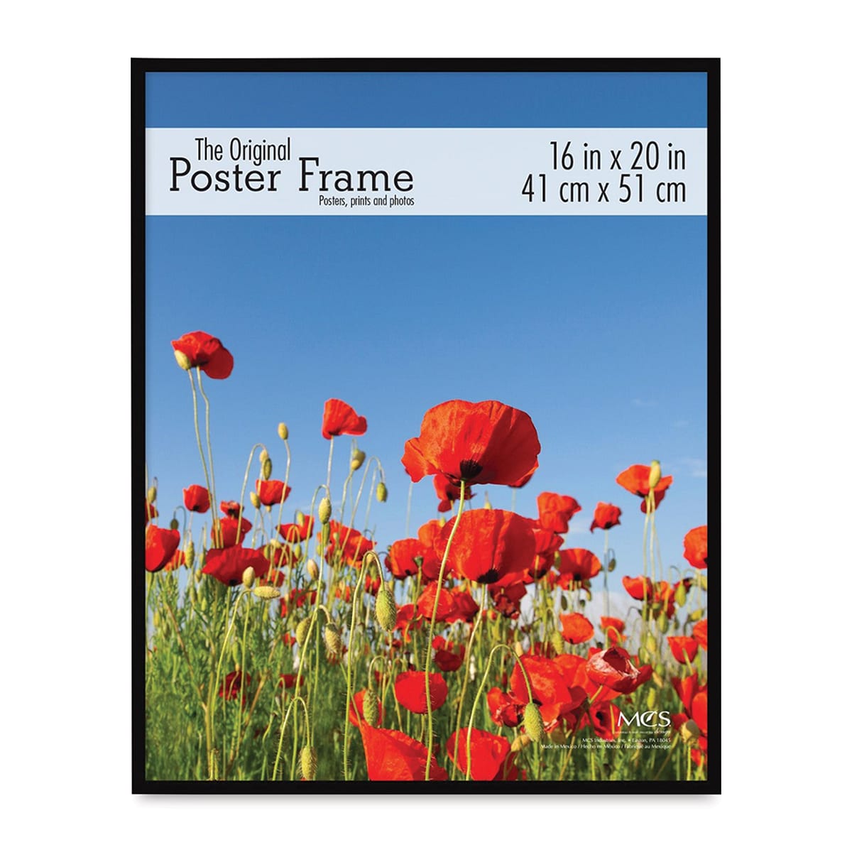 MCS Large Format Matte Poster Frame - 16" x 20" x 5/32", Black, front of the frame